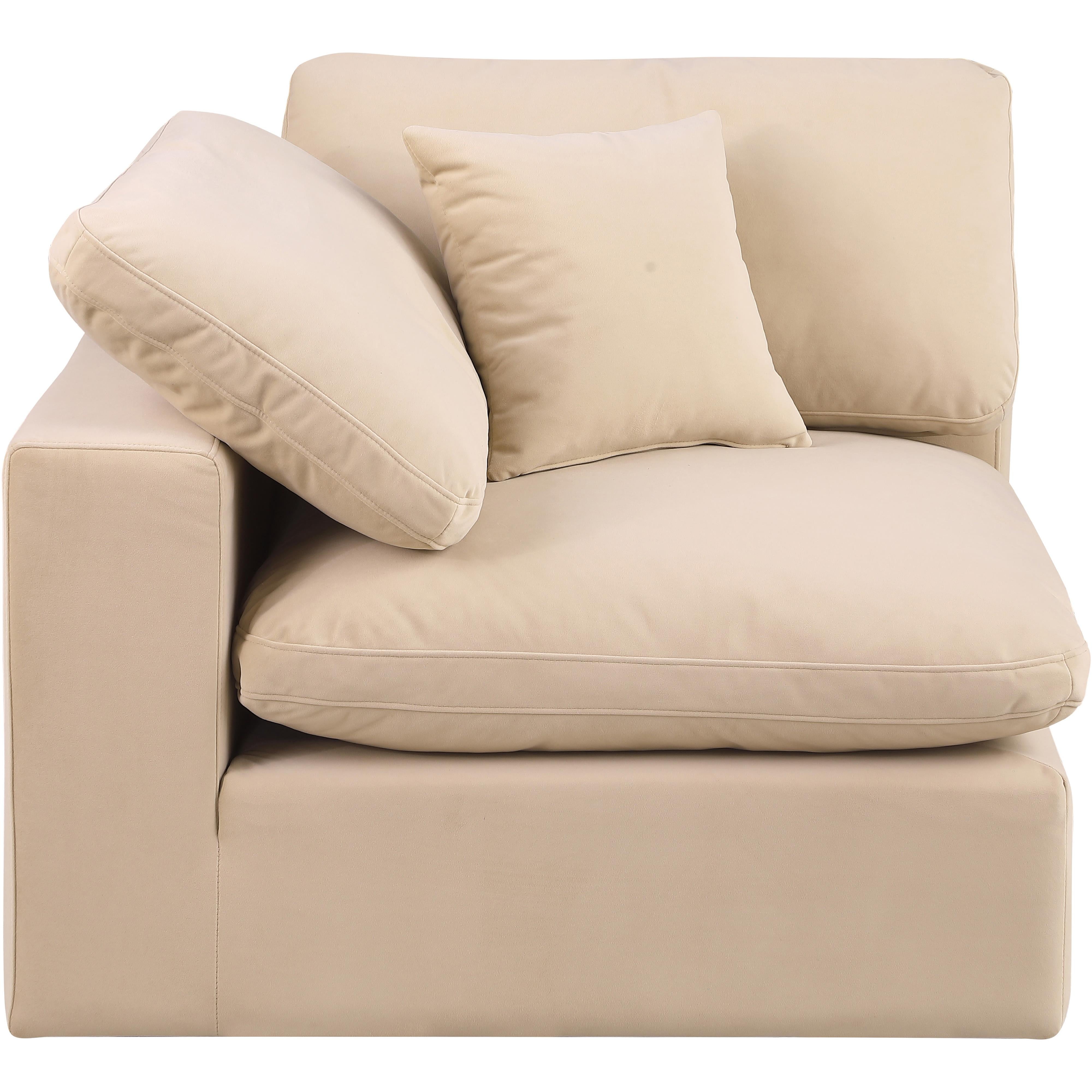 Meridian Comfy Beige Velvet Modular Corner Chair
