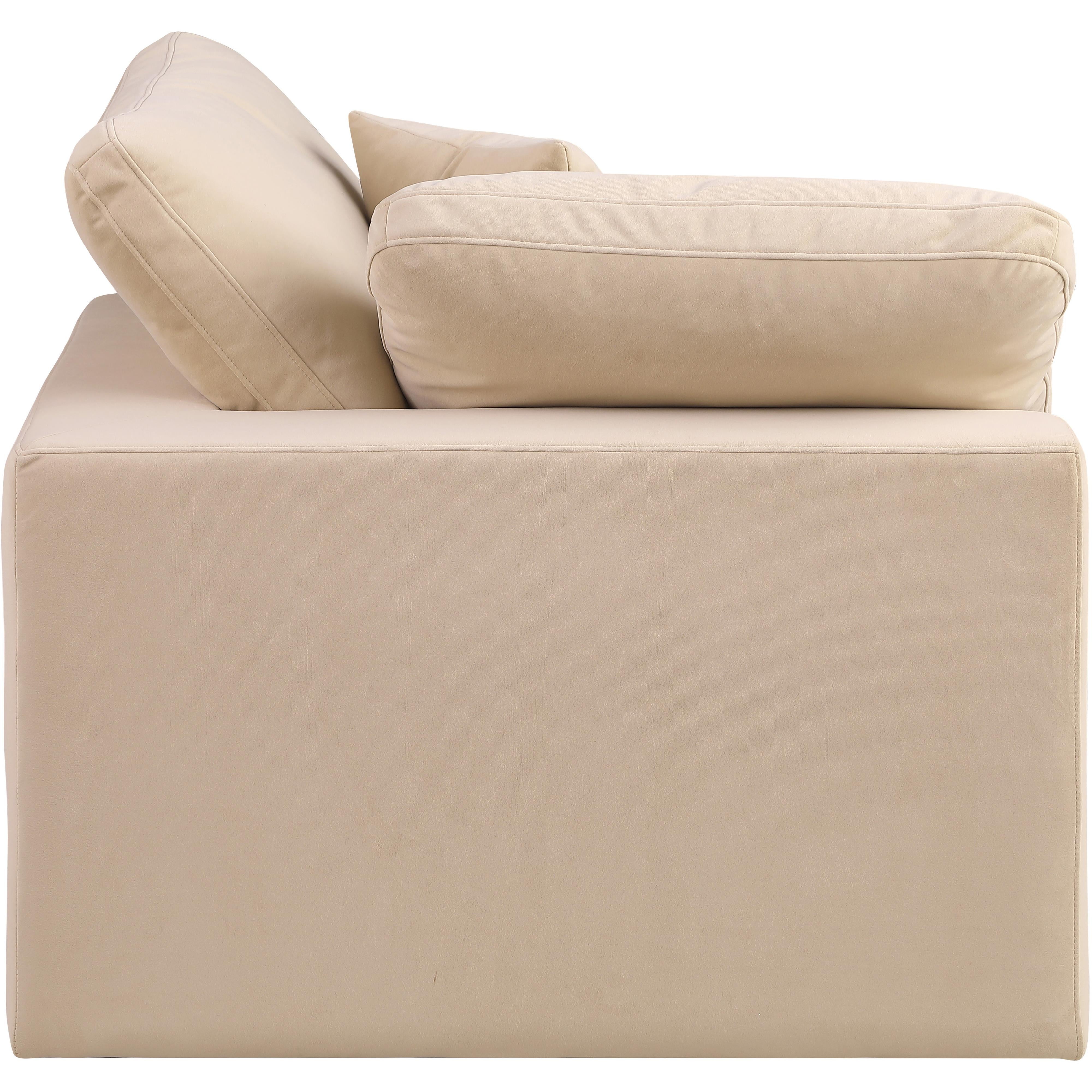 Meridian Comfy Beige Velvet Modular Corner Chair