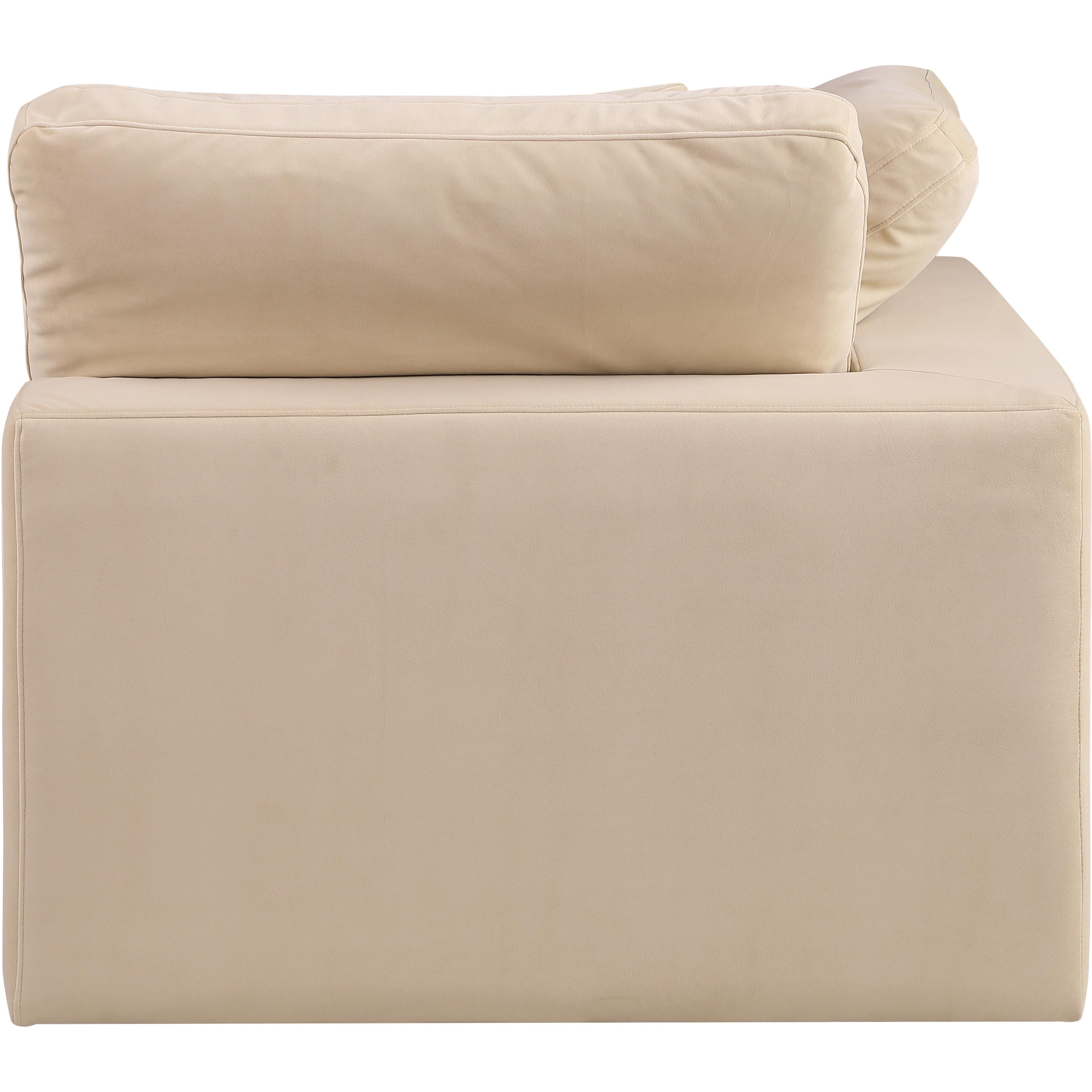 Meridian Comfy Beige Velvet Modular Corner Chair