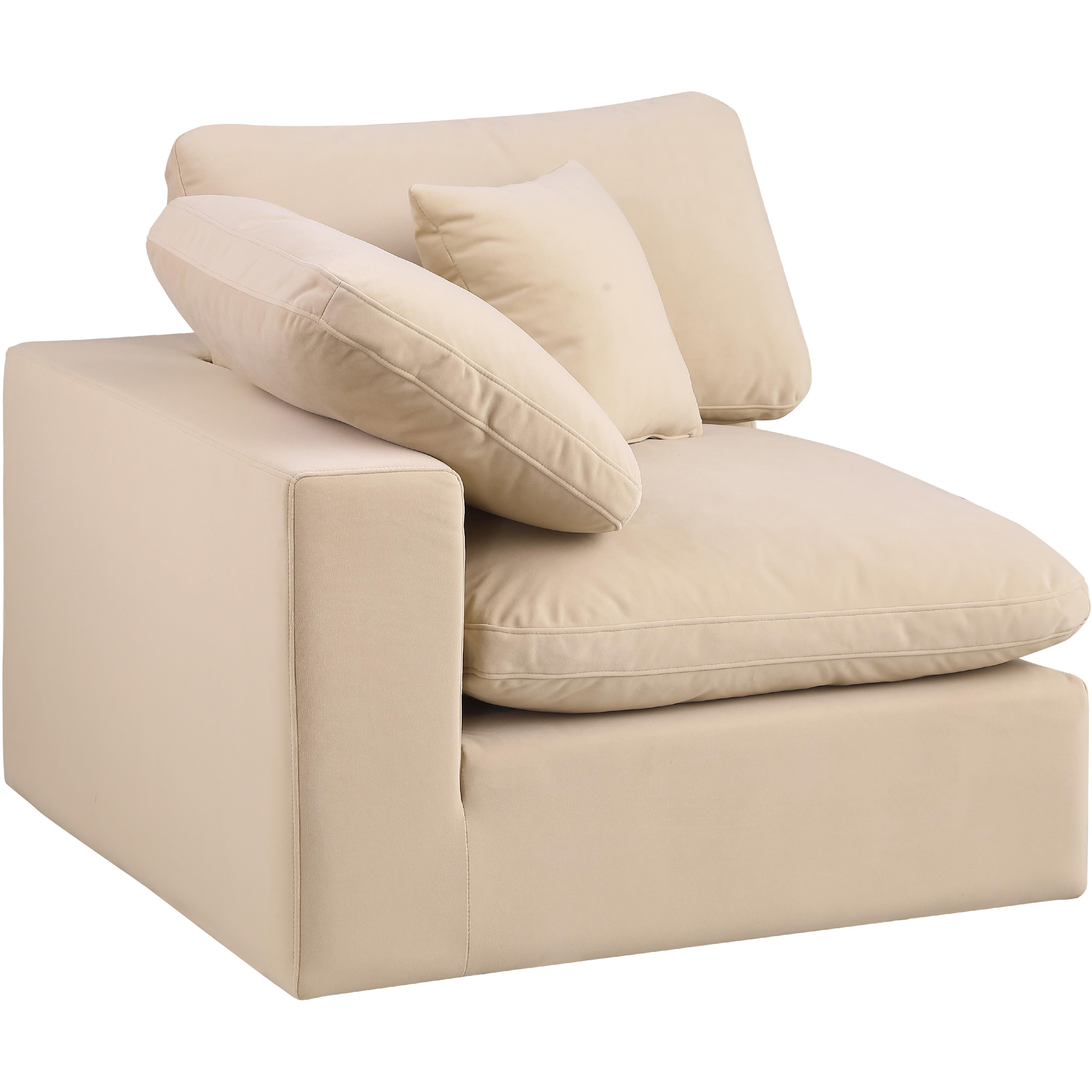 Meridian Comfy Beige Velvet Modular Corner Chair