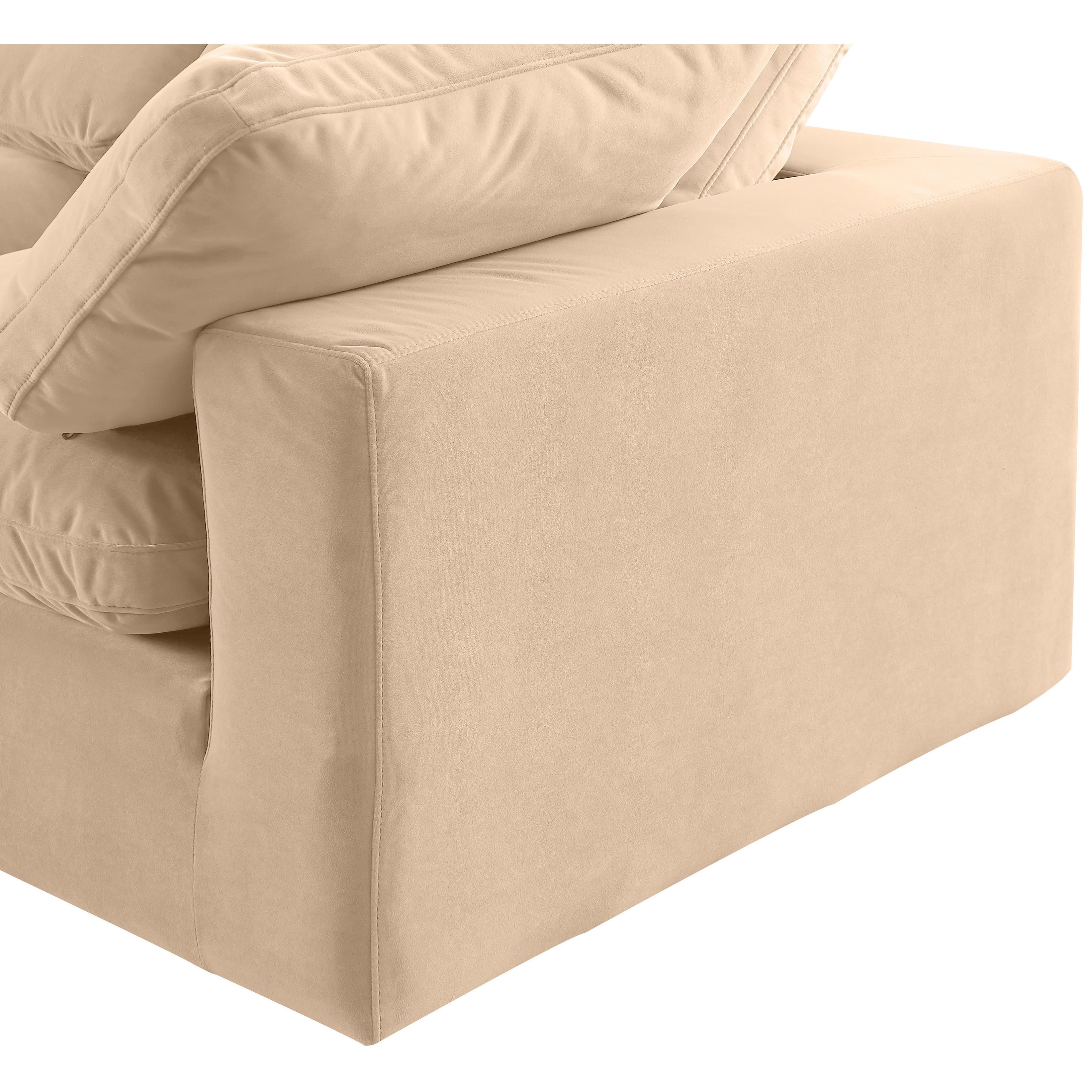 Meridian Comfy Beige Velvet Modular Corner Chair