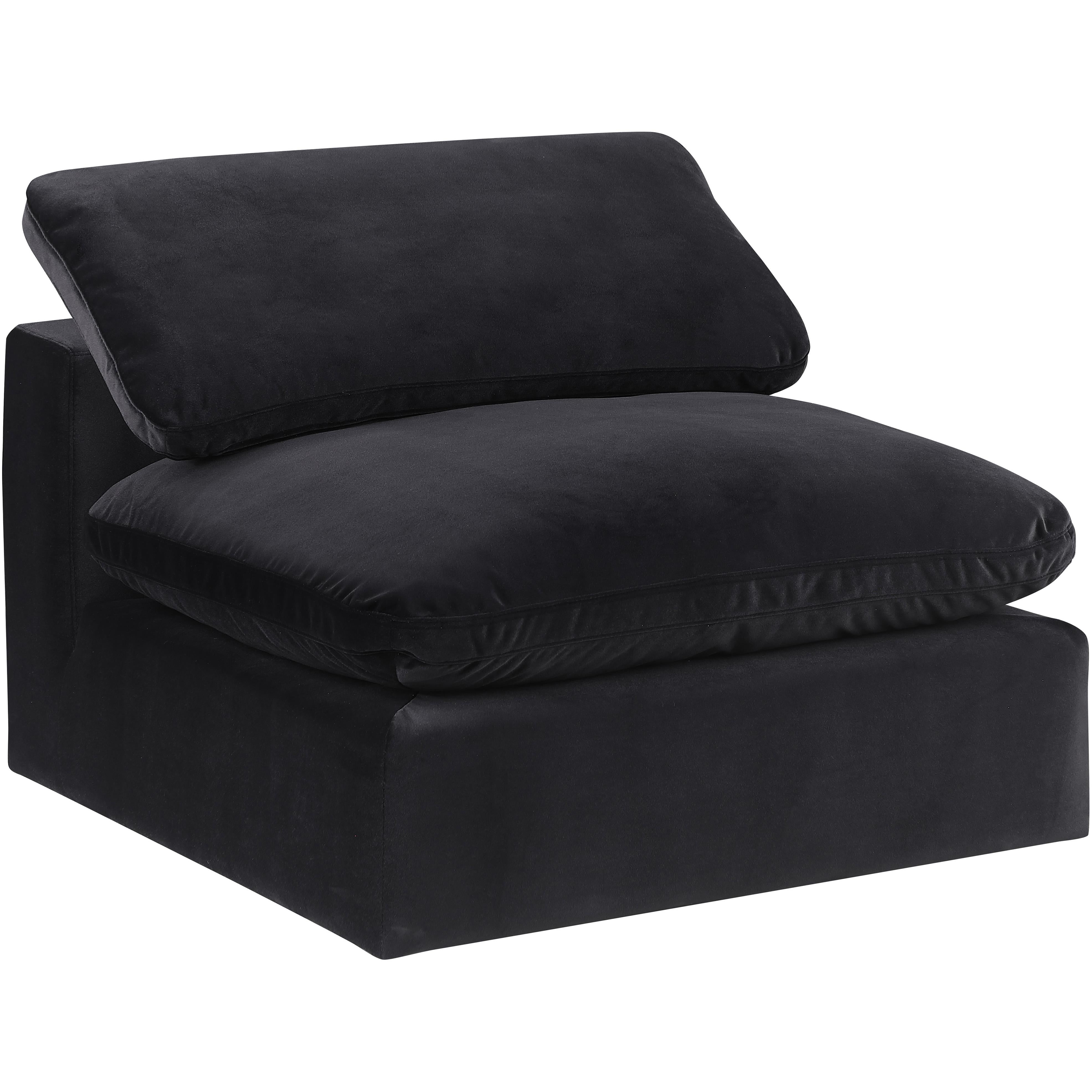 Meridian Comfy Black Velvet Modular Armless Chair