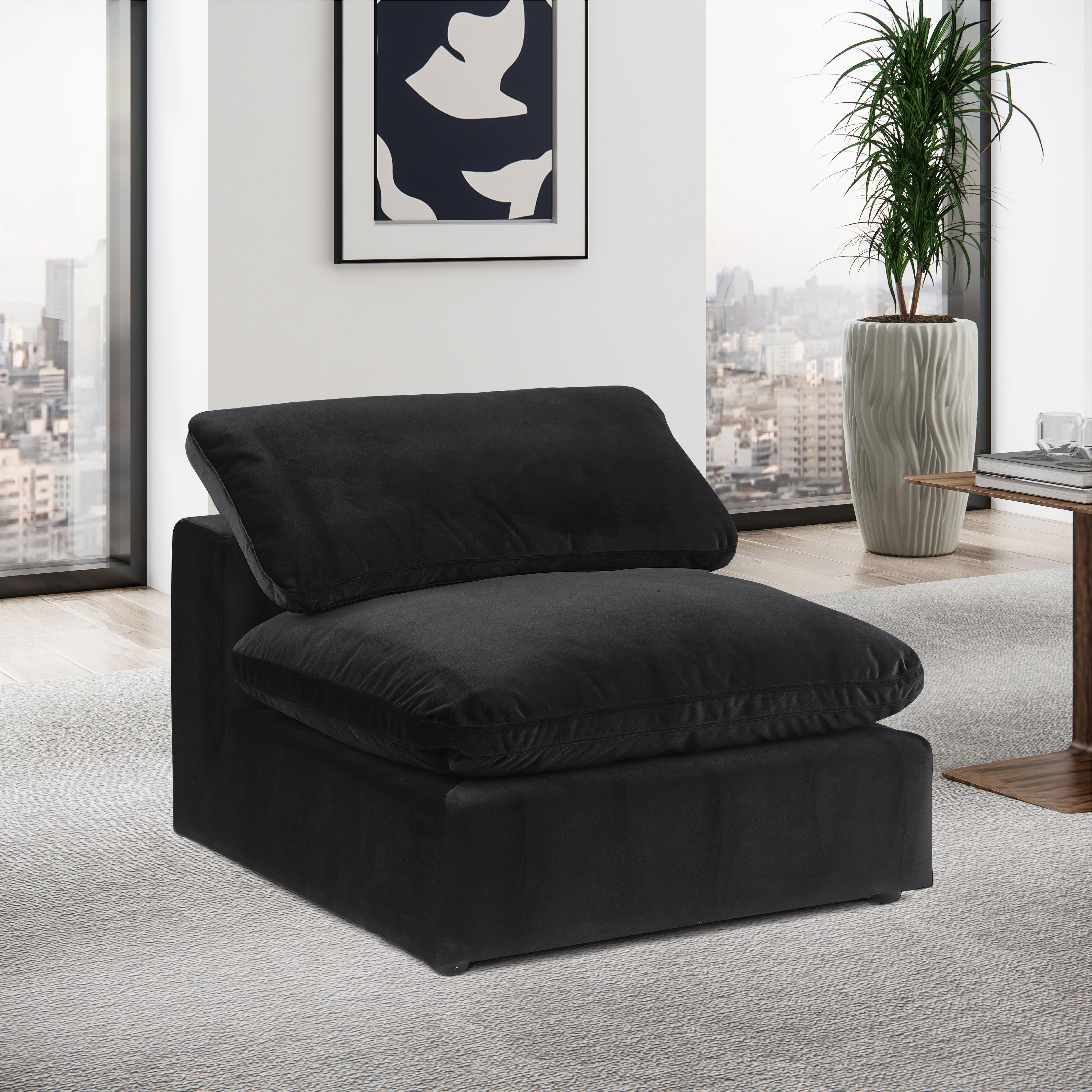 Meridian Comfy Black Velvet Modular Armless Chair