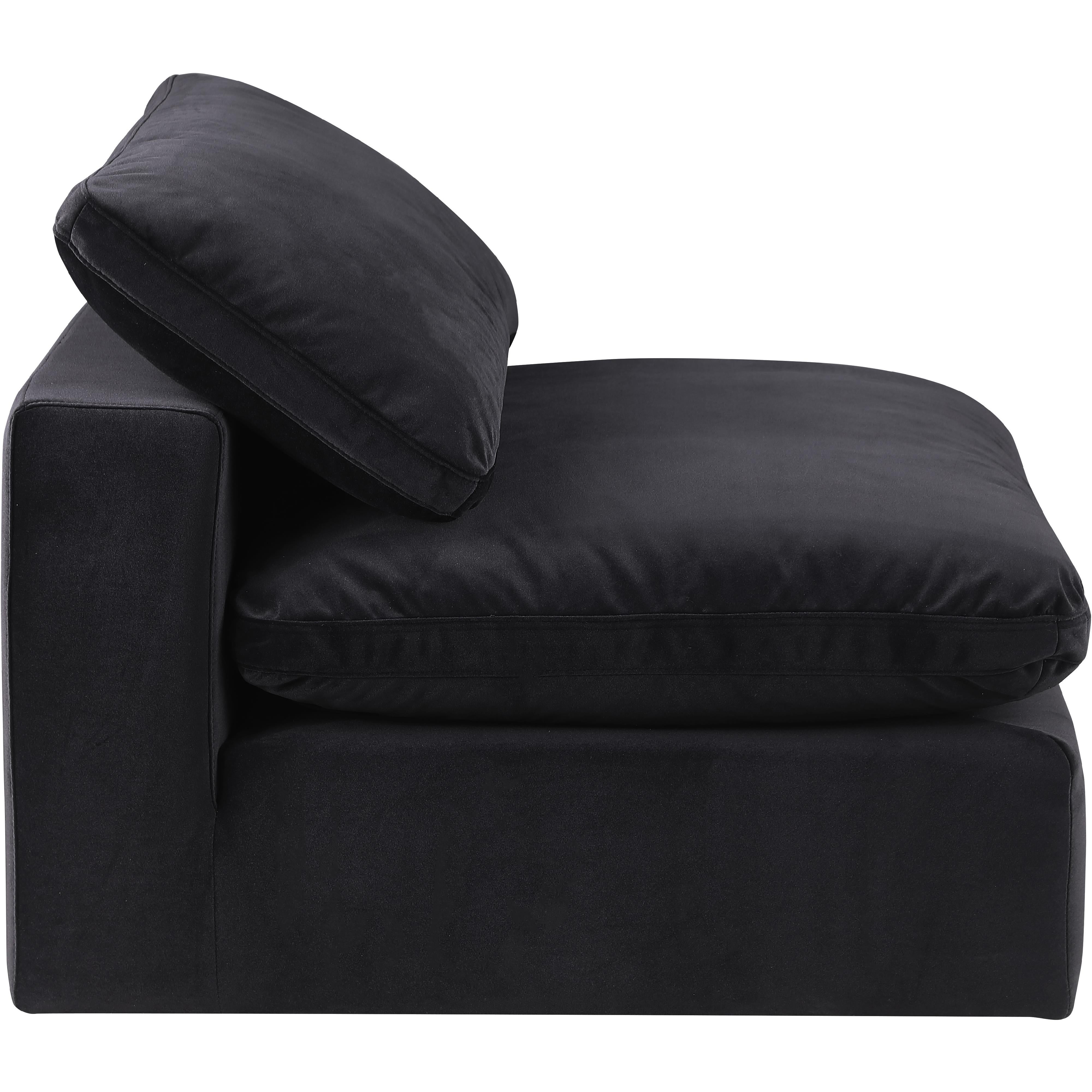 Meridian Comfy Black Velvet Modular Armless Chair
