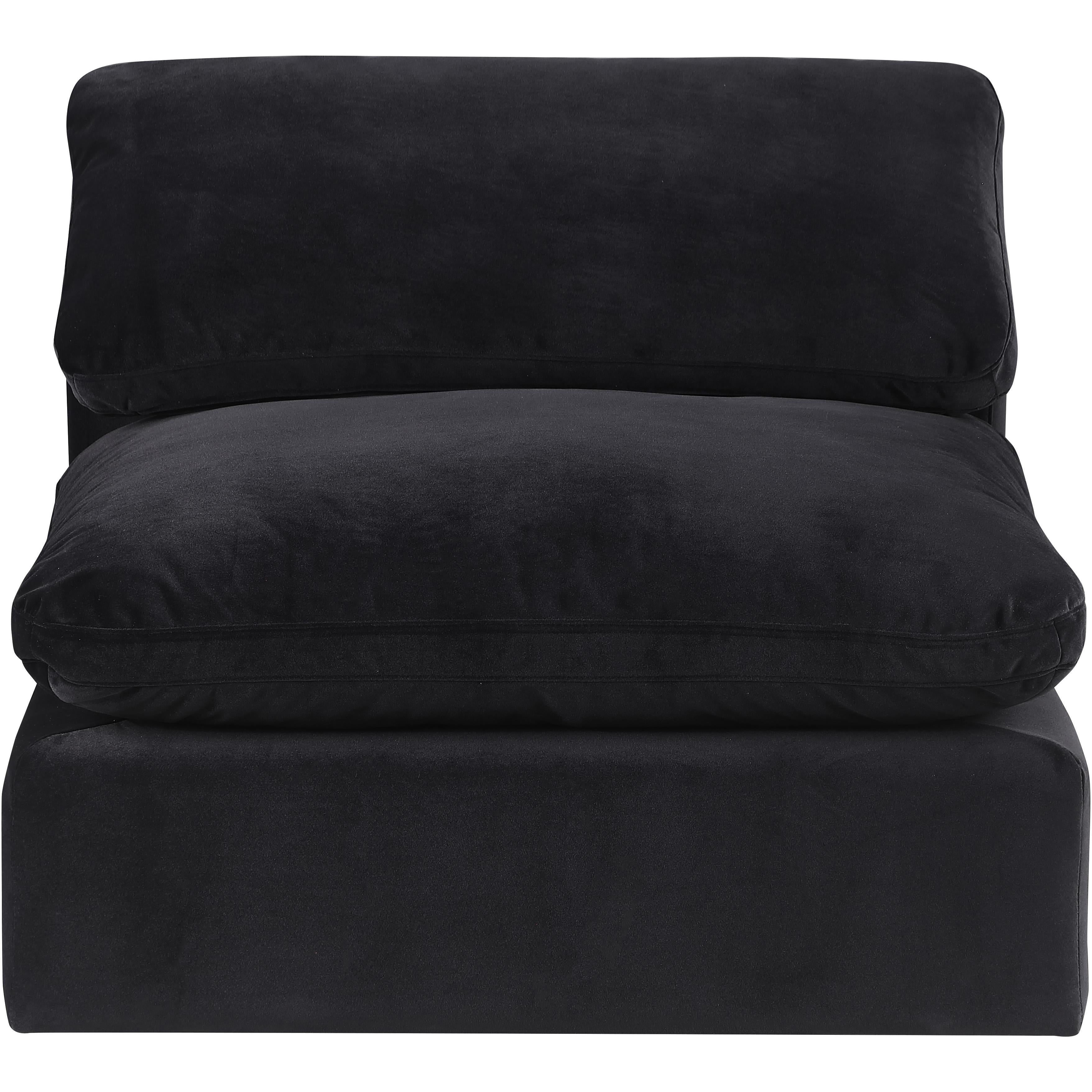 Meridian Comfy Black Velvet Modular Armless Chair