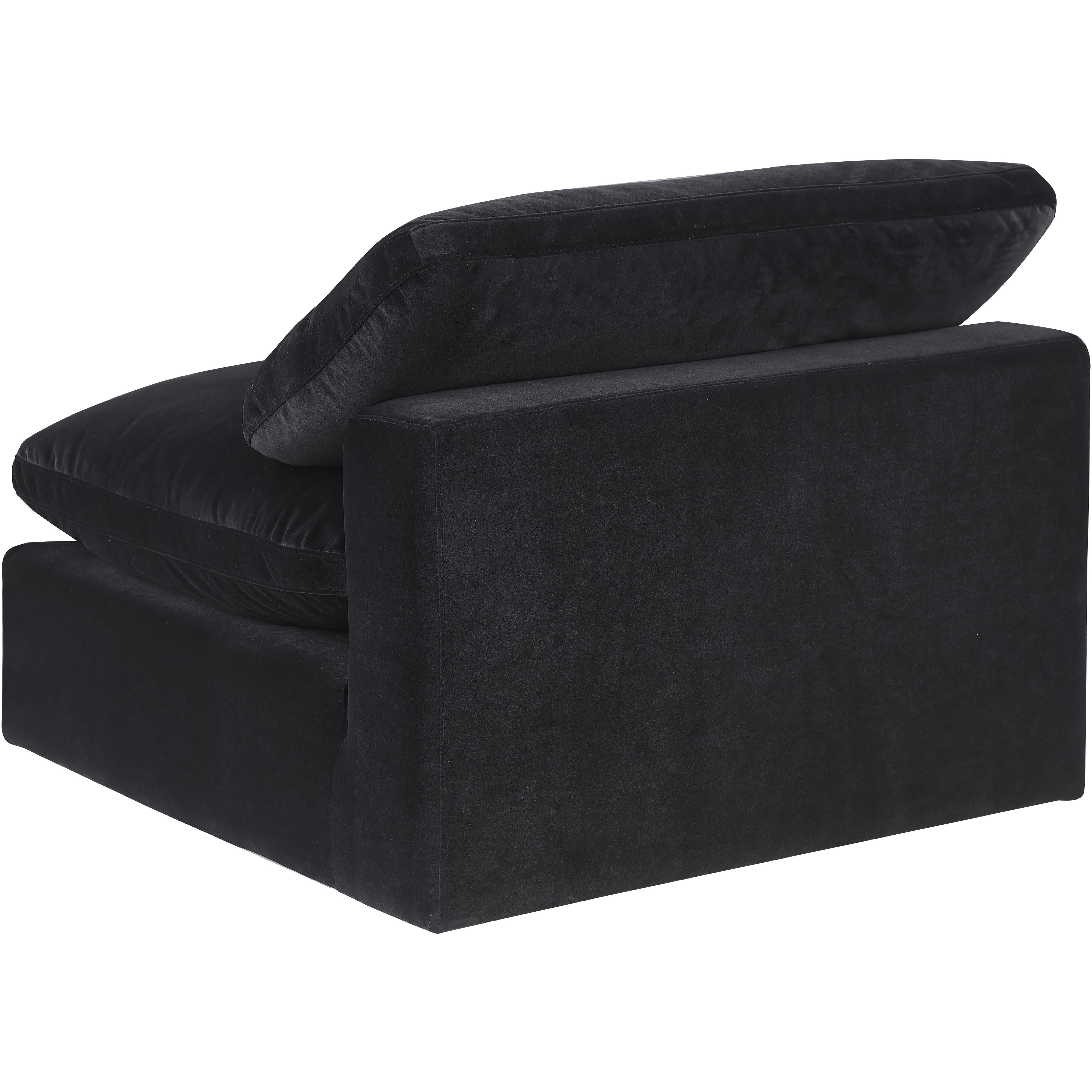 Meridian Comfy Black Velvet Modular Armless Chair