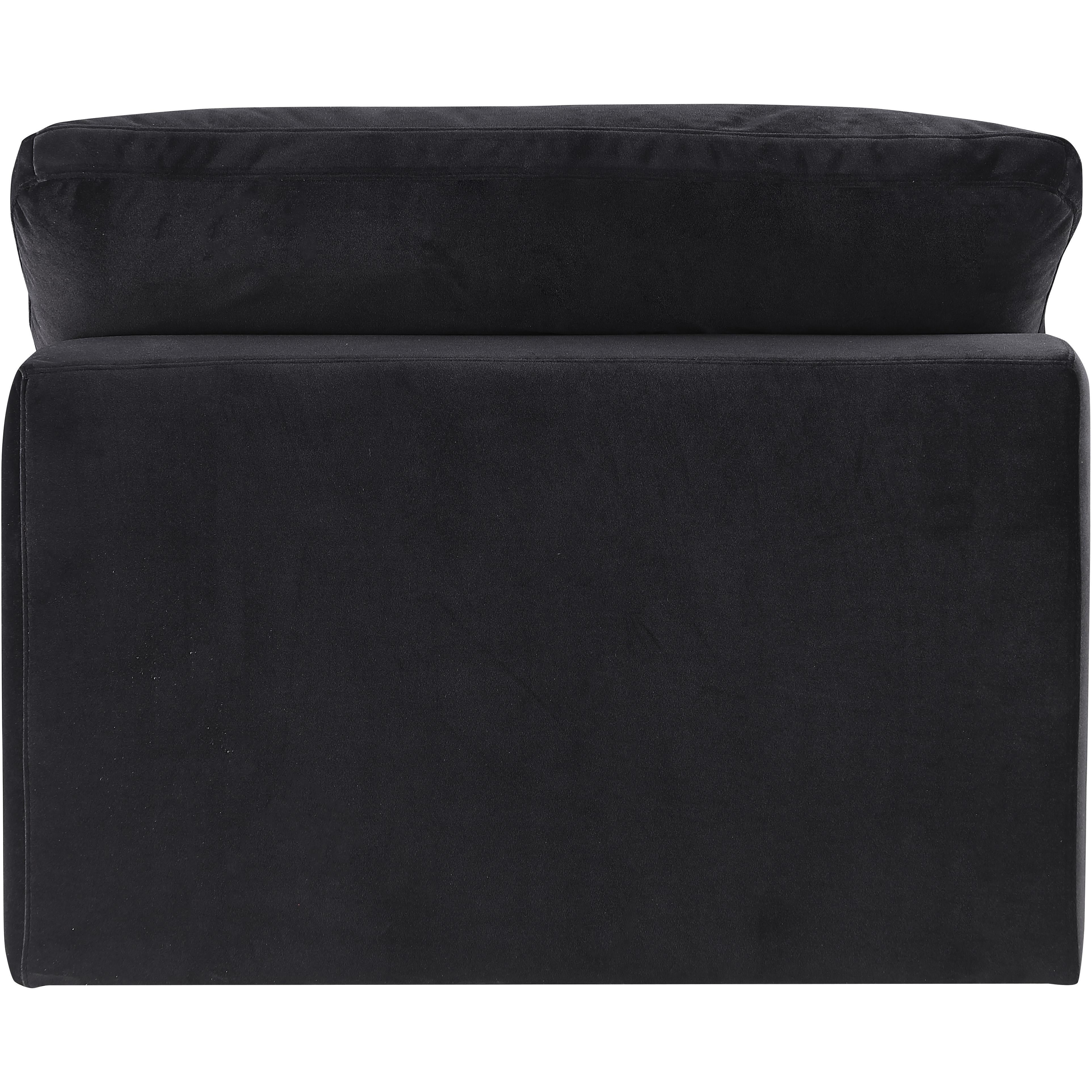 Meridian Comfy Black Velvet Modular Armless Chair
