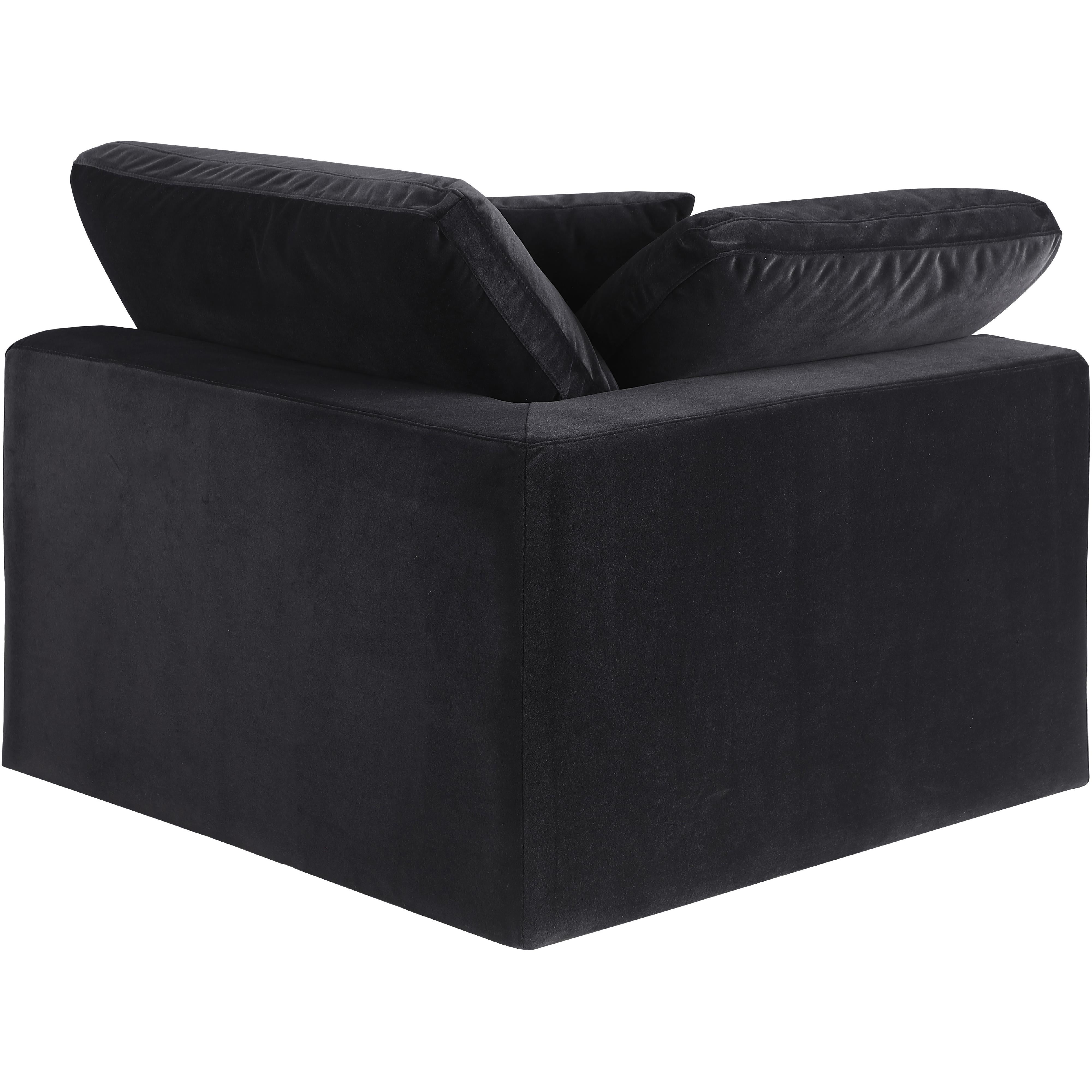 Meridian Comfy Black Velvet Modular Corner Chair