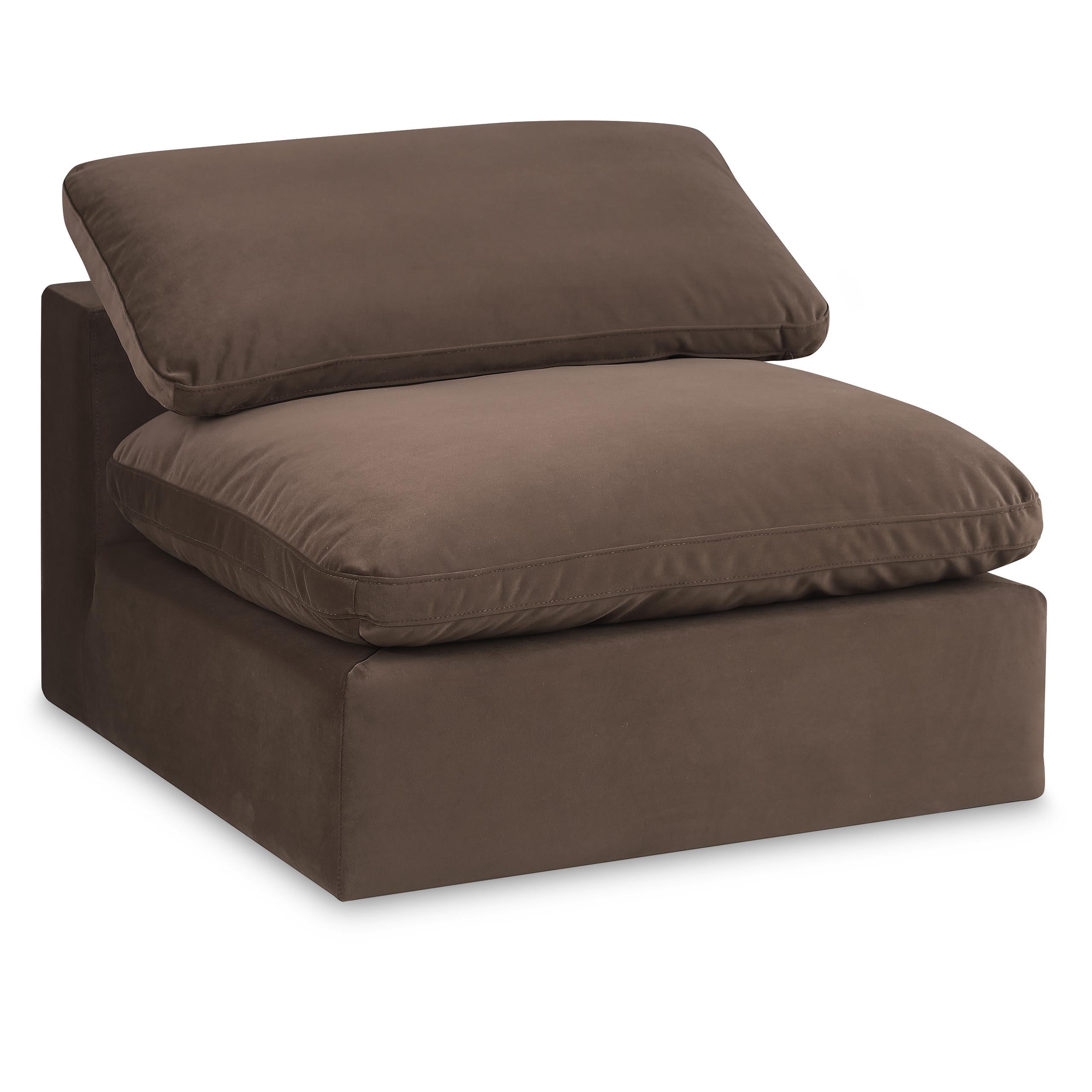 Meridian Comfy Brown Velvet Modular Armless Chair