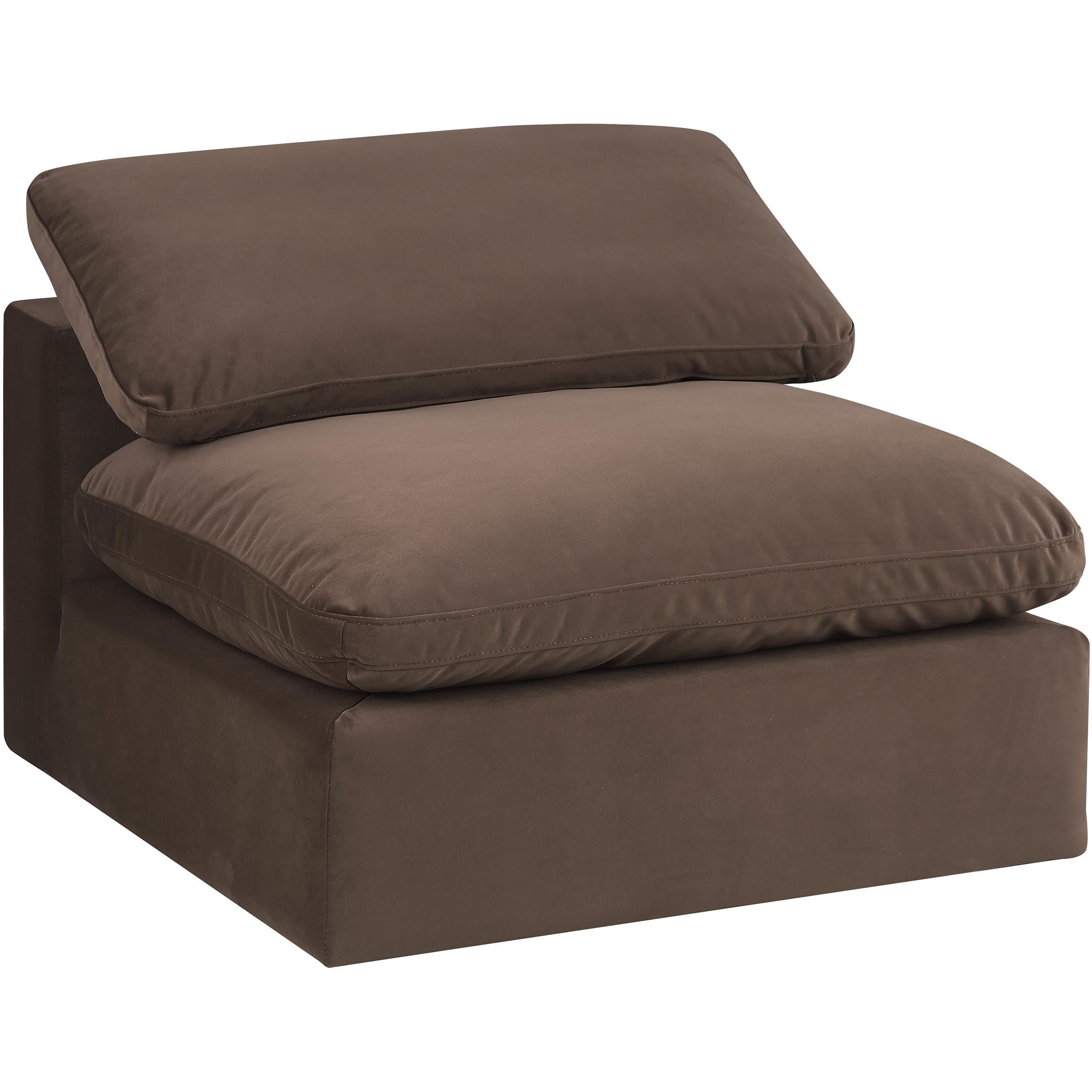 Meridian Comfy Brown Velvet Modular Armless Chair