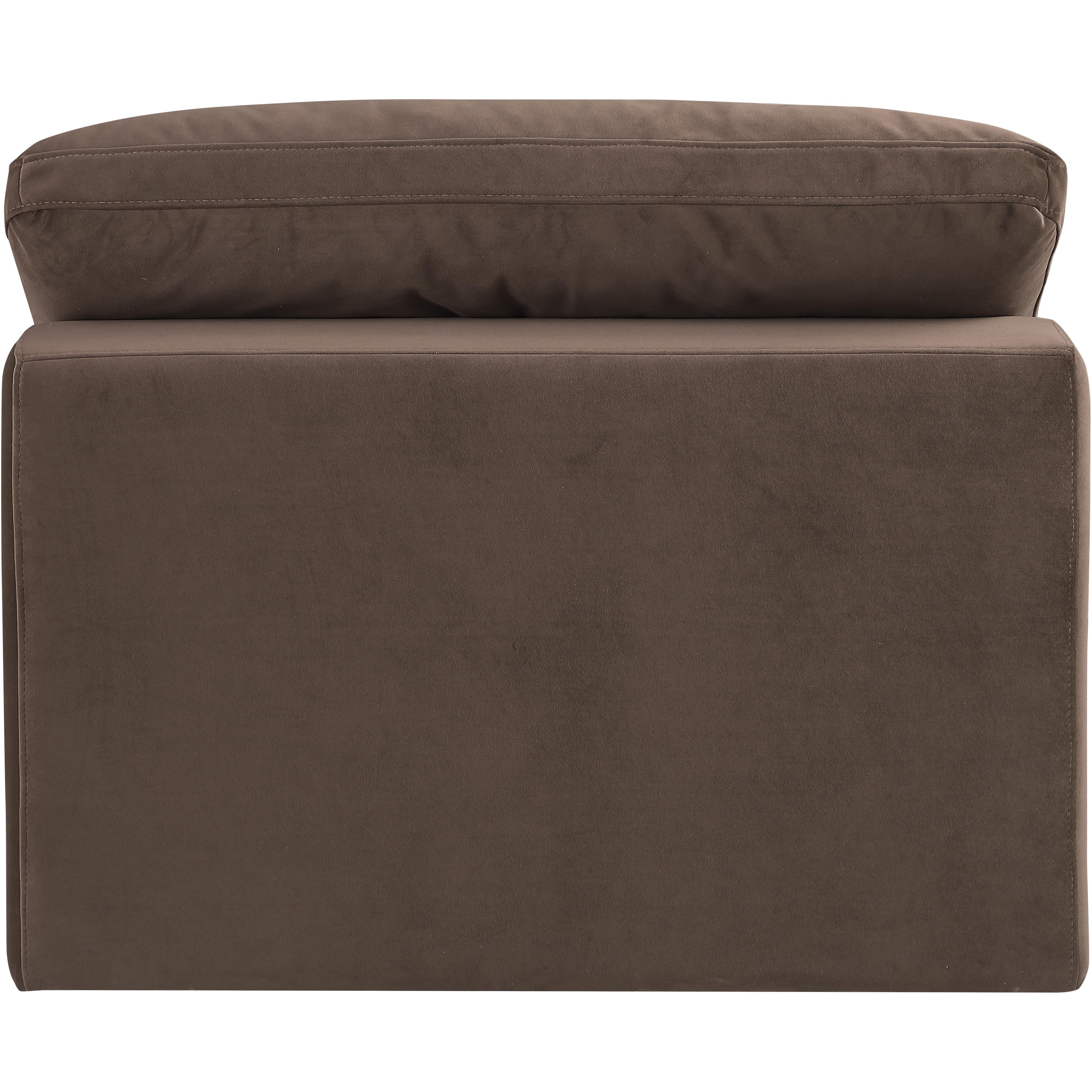 Meridian Comfy Brown Velvet Modular Armless Chair