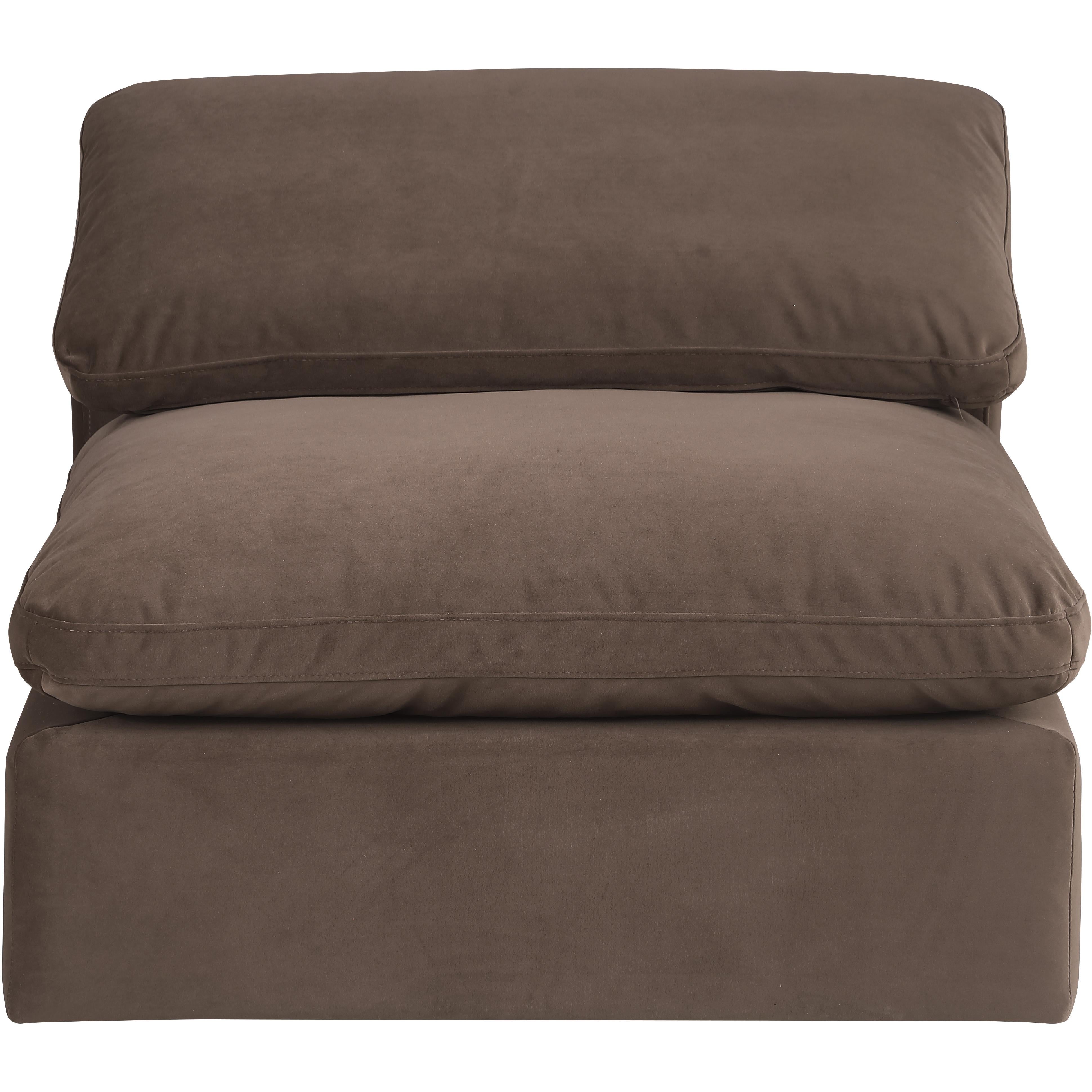 Meridian Comfy Brown Velvet Modular Armless Chair