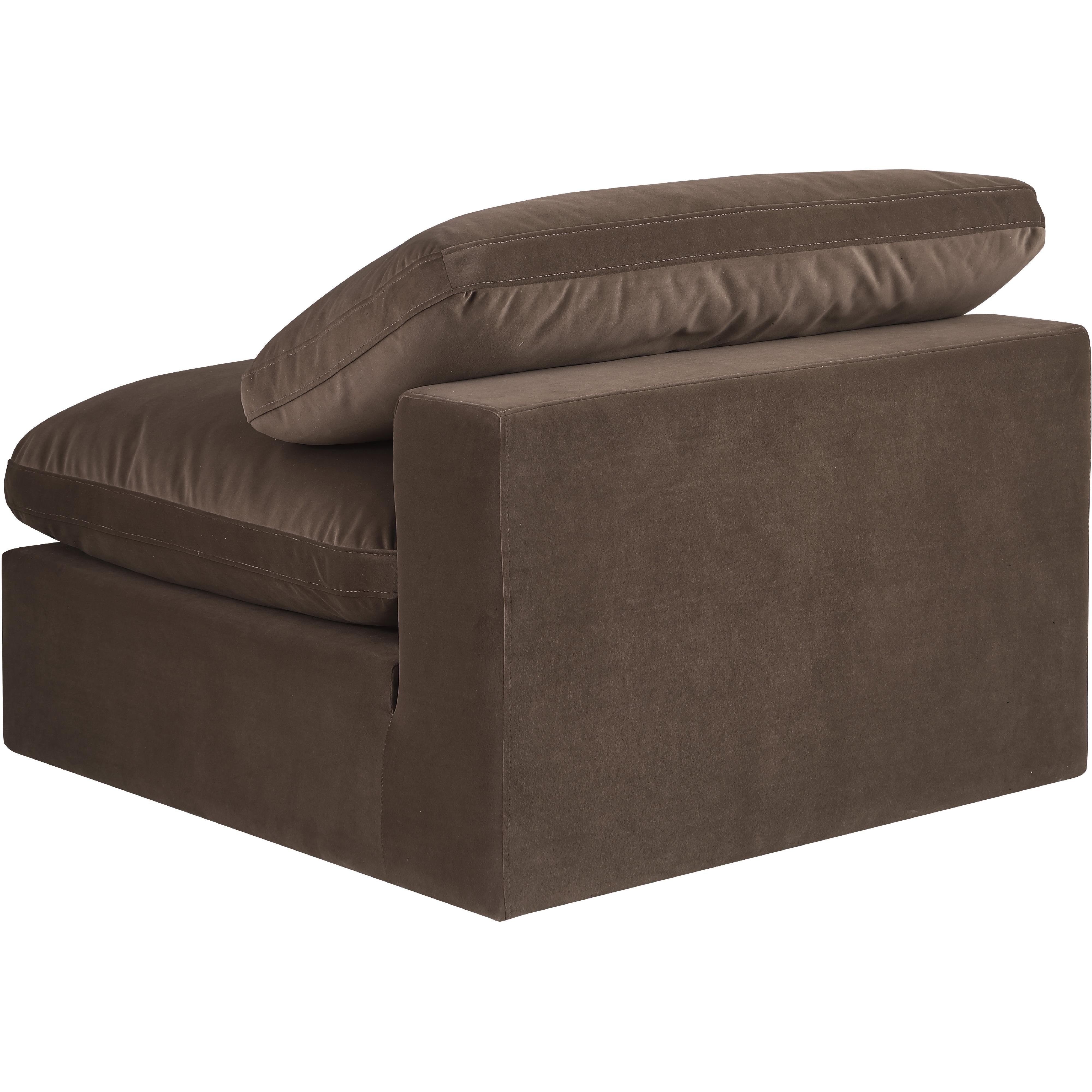 Meridian Comfy Brown Velvet Modular Armless Chair