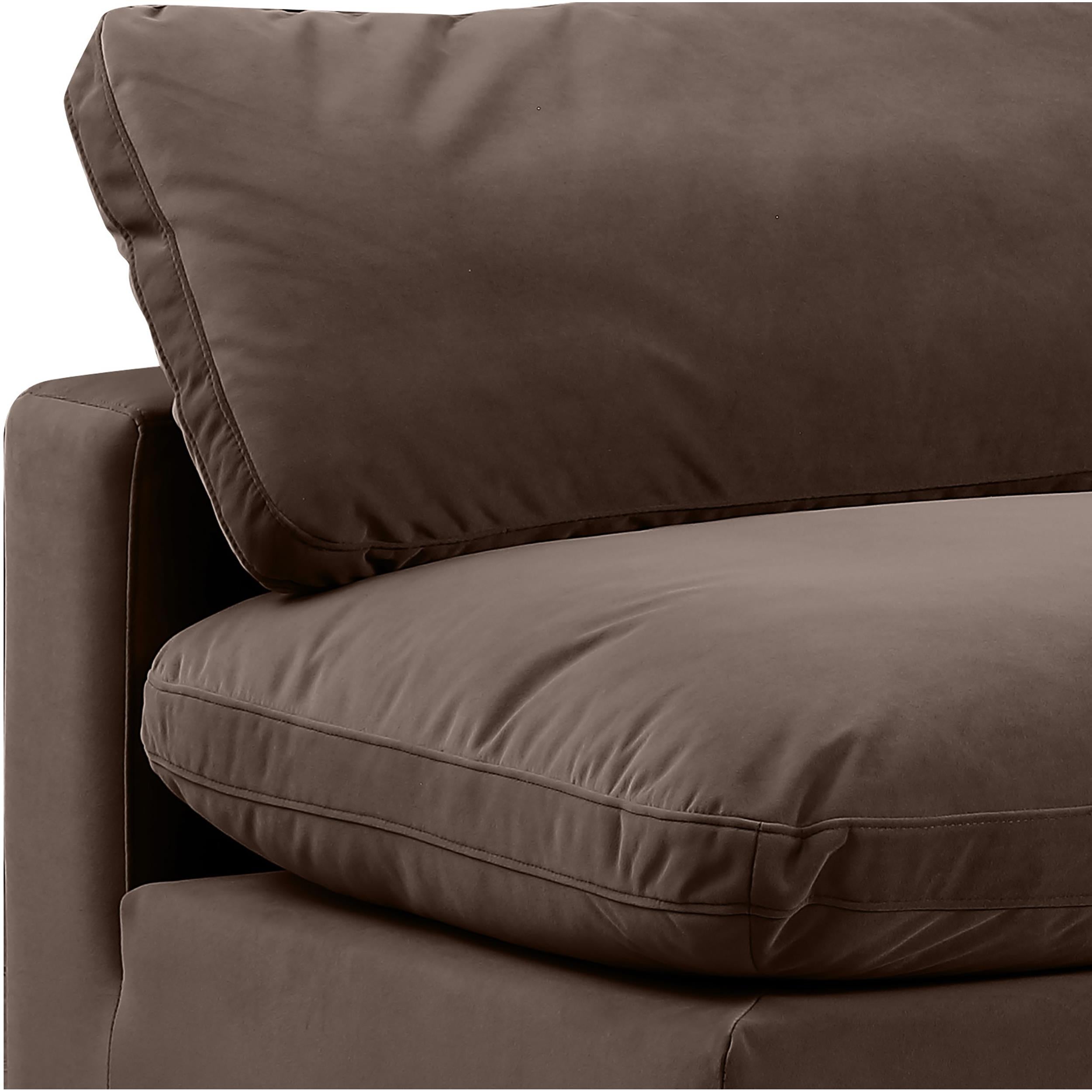 Meridian Comfy Brown Velvet Modular Armless Chair