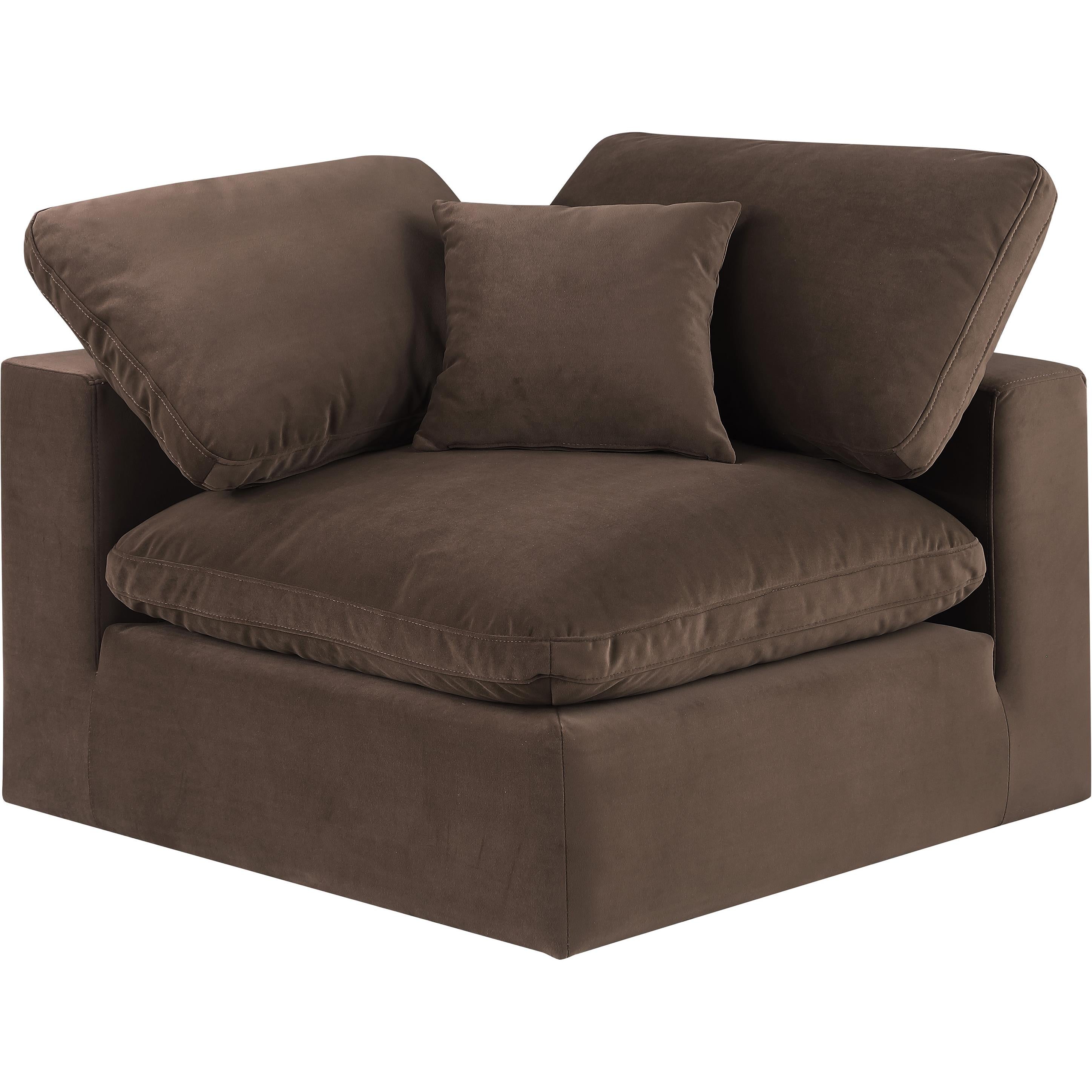 Meridian Comfy Brown Velvet Modular Corner Chair