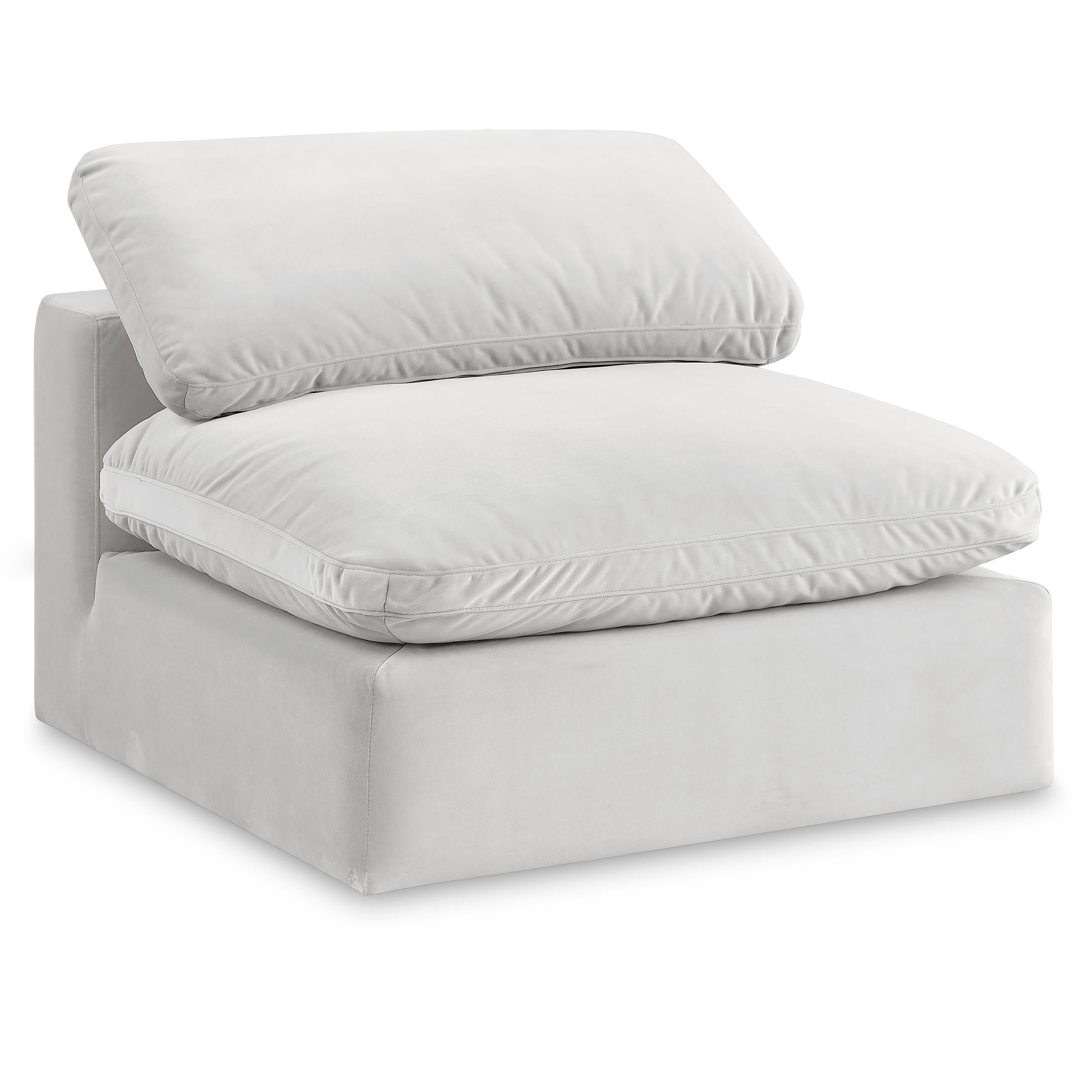 Meridian Comfy Cream Velvet Modular Armless Chair