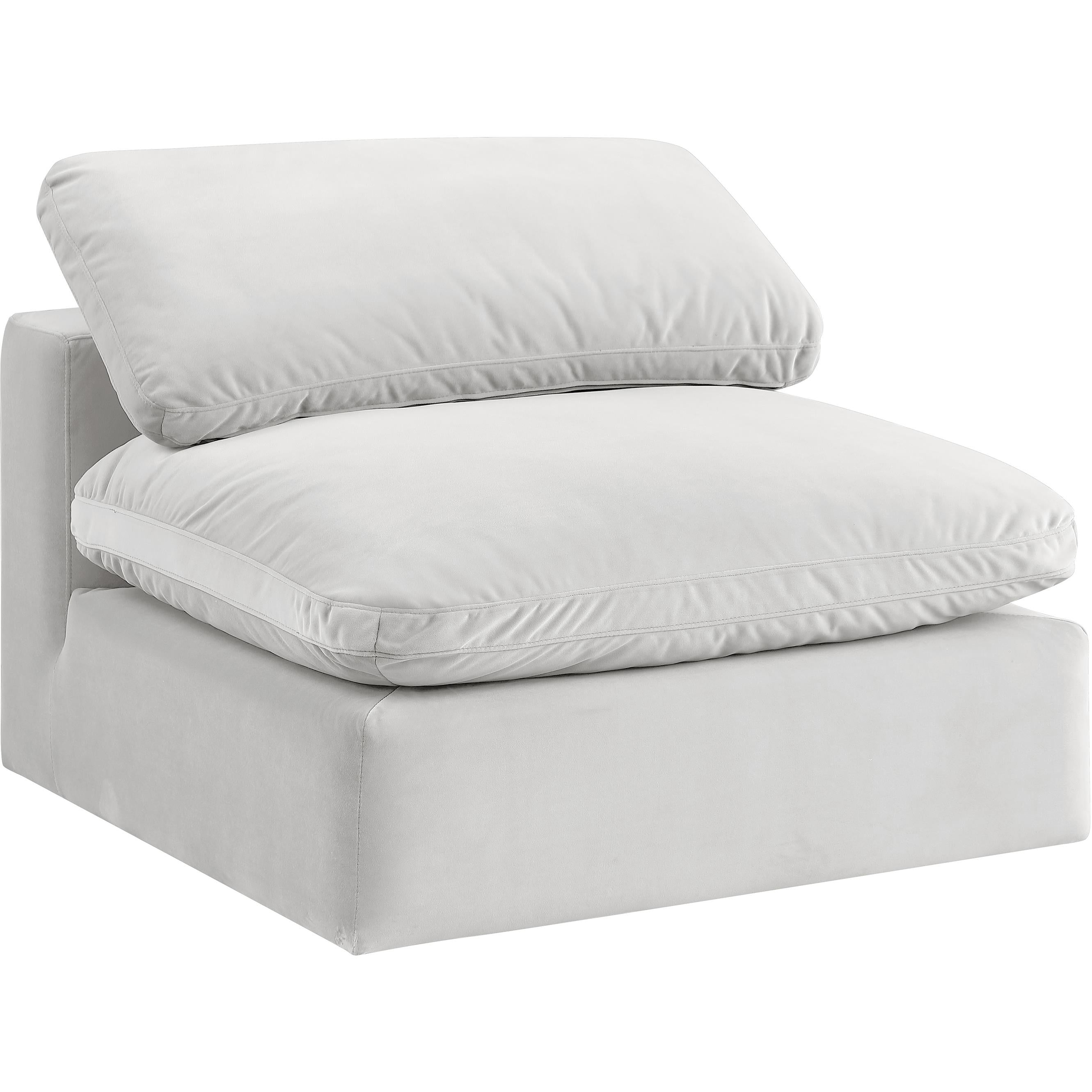 Meridian Comfy Cream Velvet Modular Armless Chair