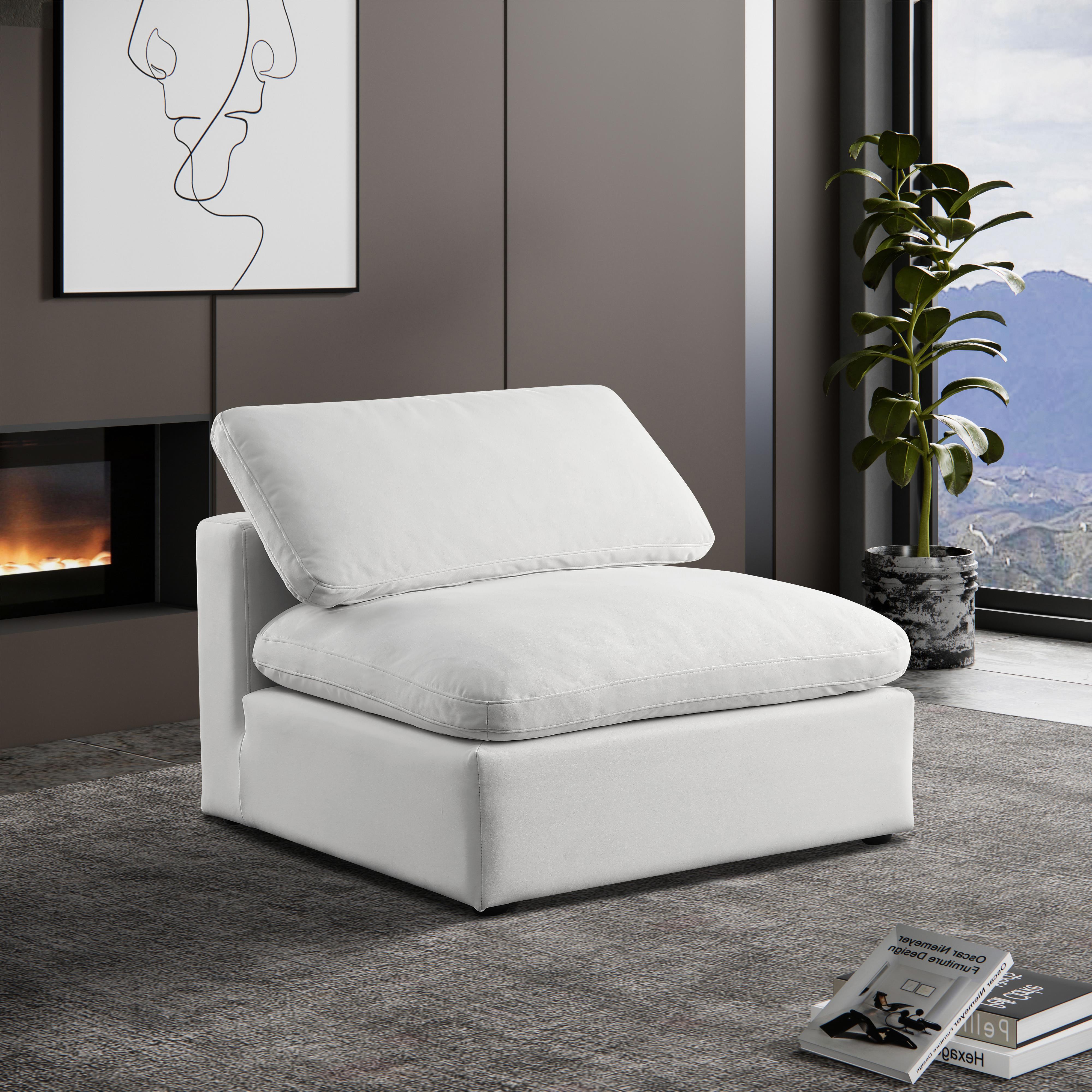 Meridian Comfy Cream Velvet Modular Armless Chair