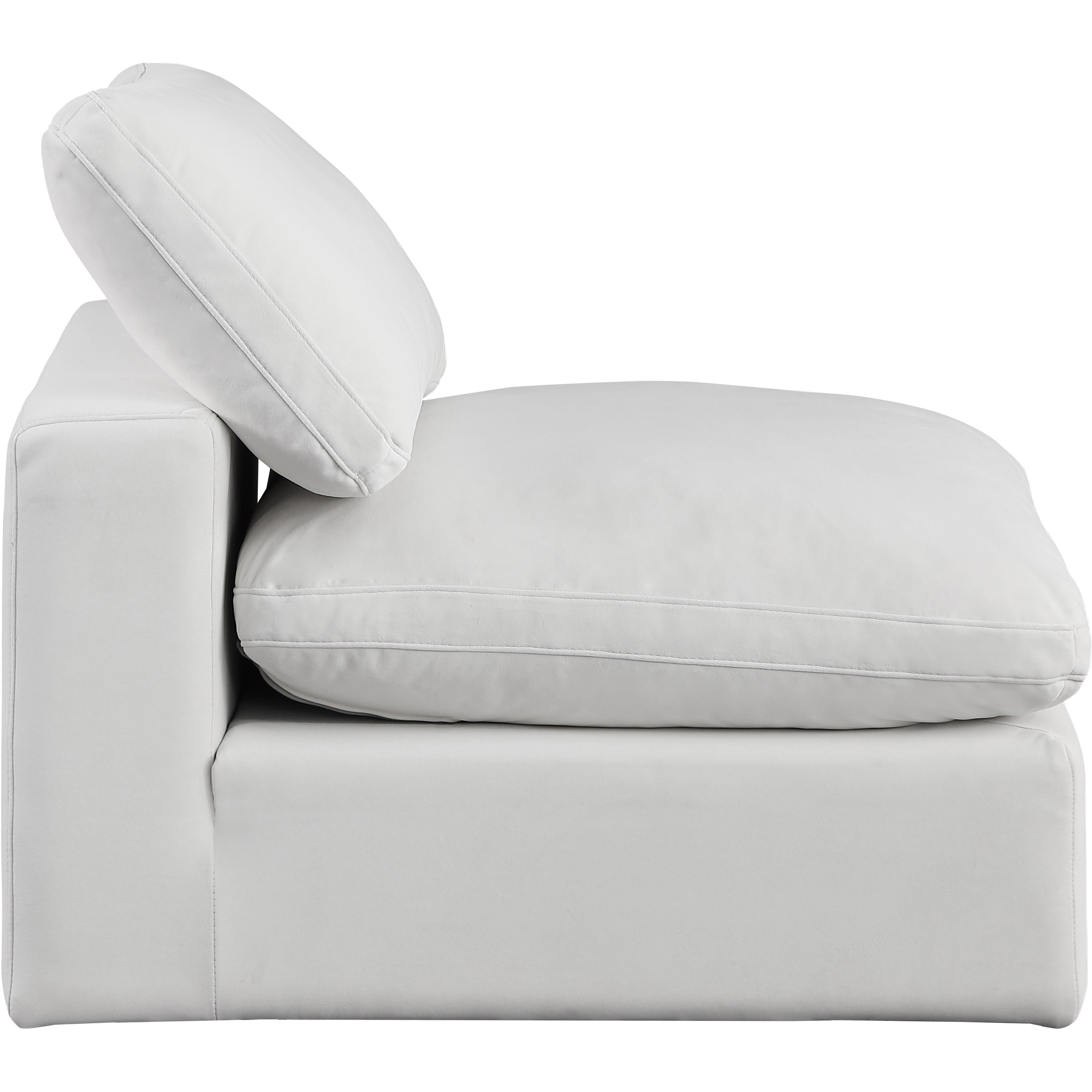 Meridian Comfy Cream Velvet Modular Armless Chair