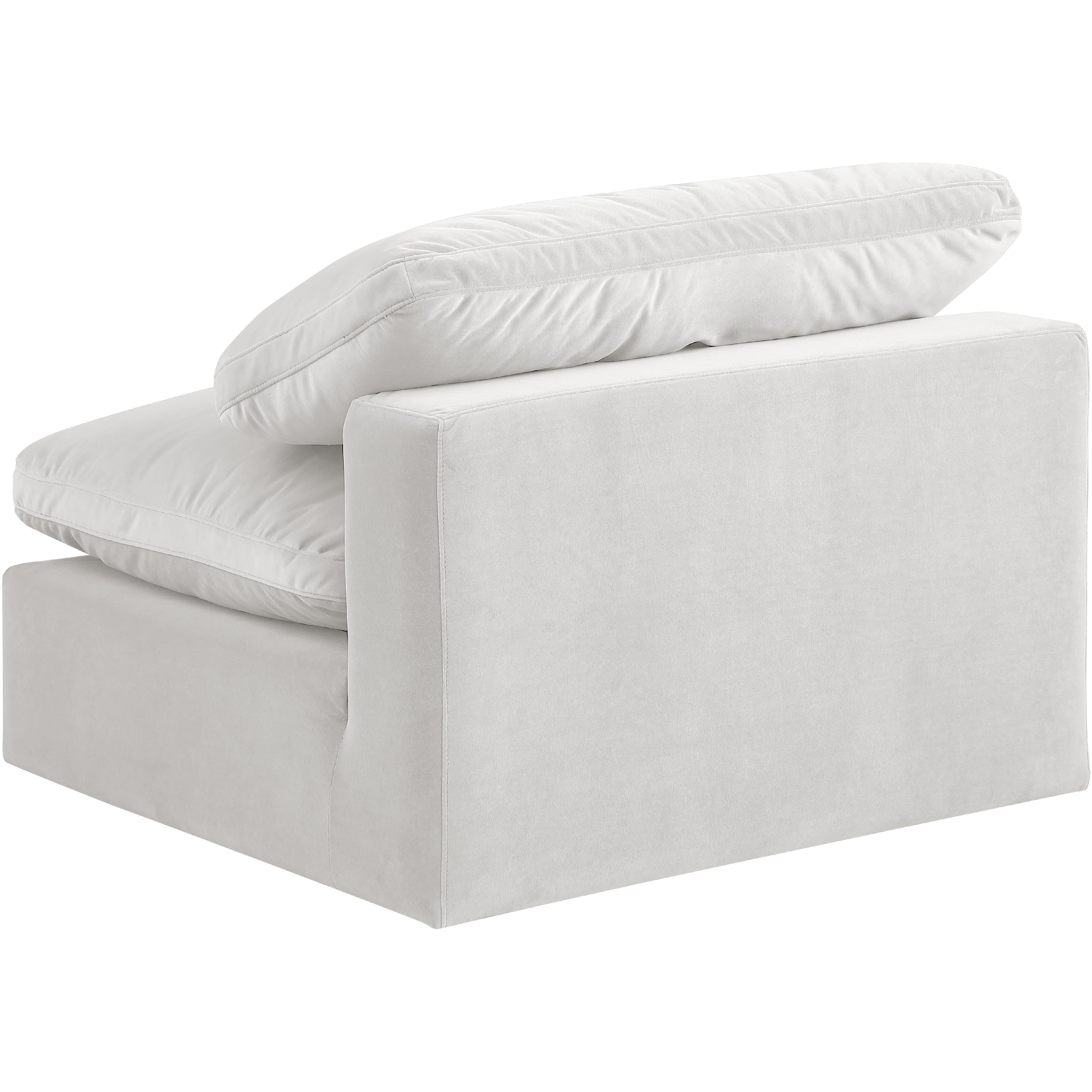 Meridian Comfy Cream Velvet Modular Armless Chair