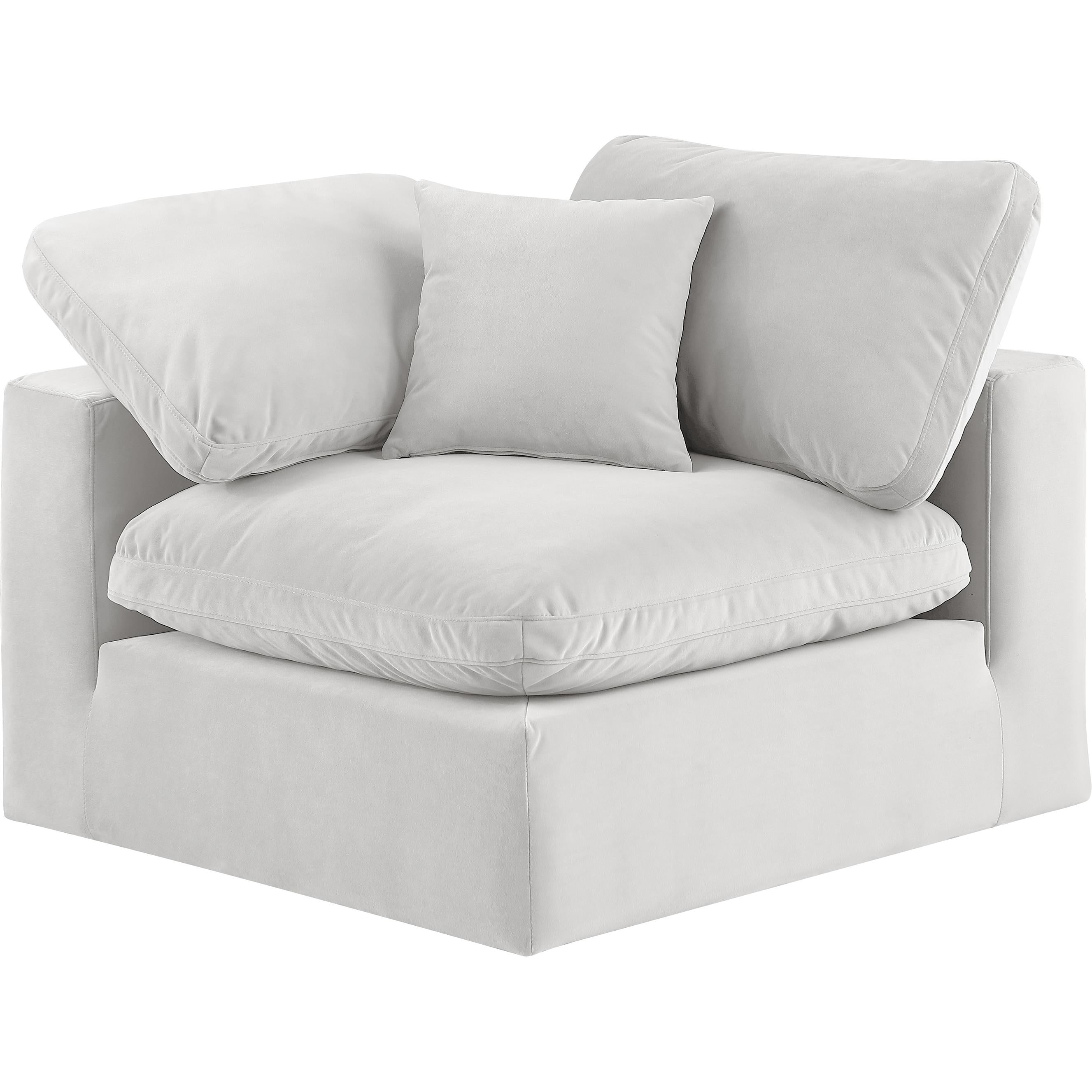 Meridian Comfy Cream Velvet Modular Corner Chair