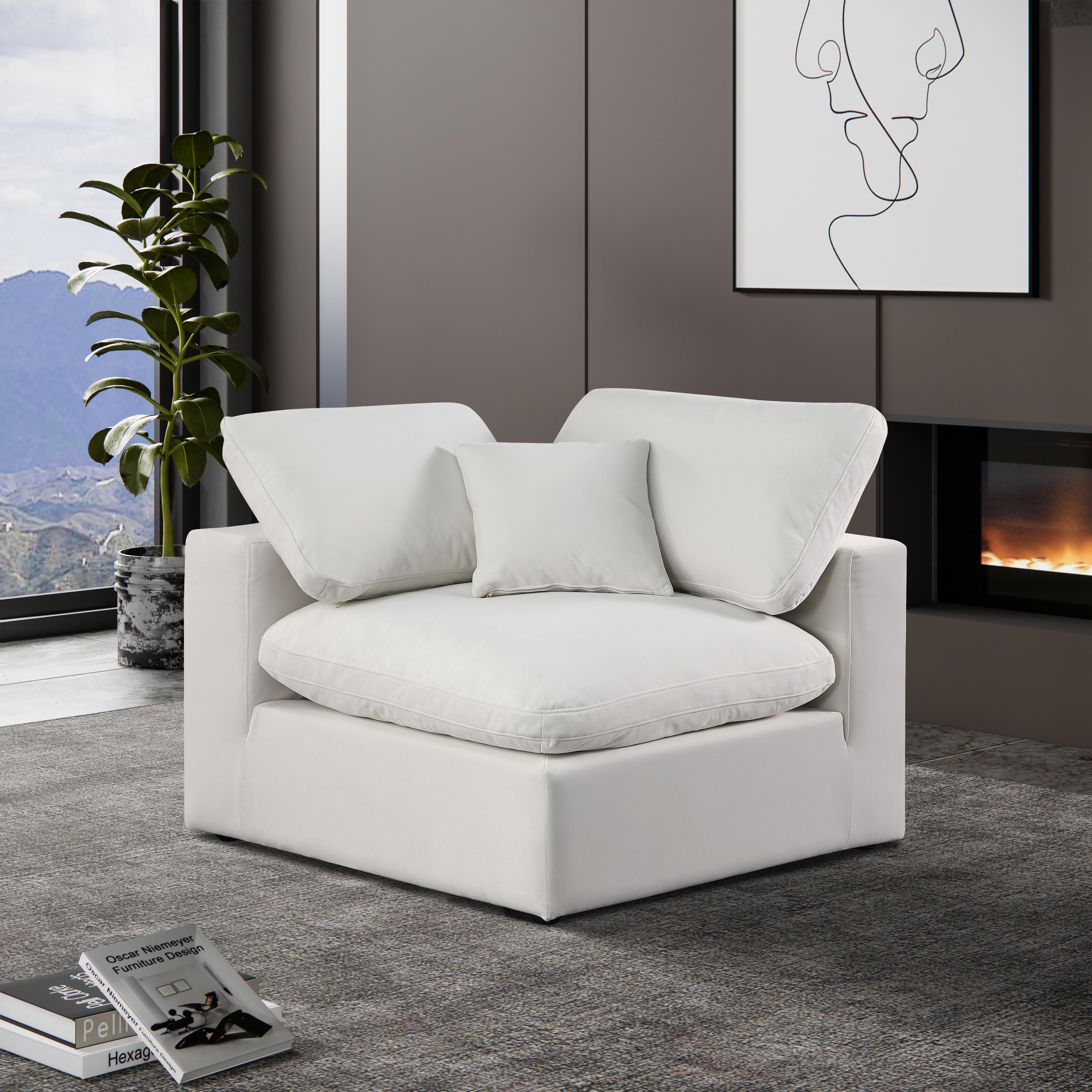 Meridian Comfy Cream Velvet Modular Corner Chair