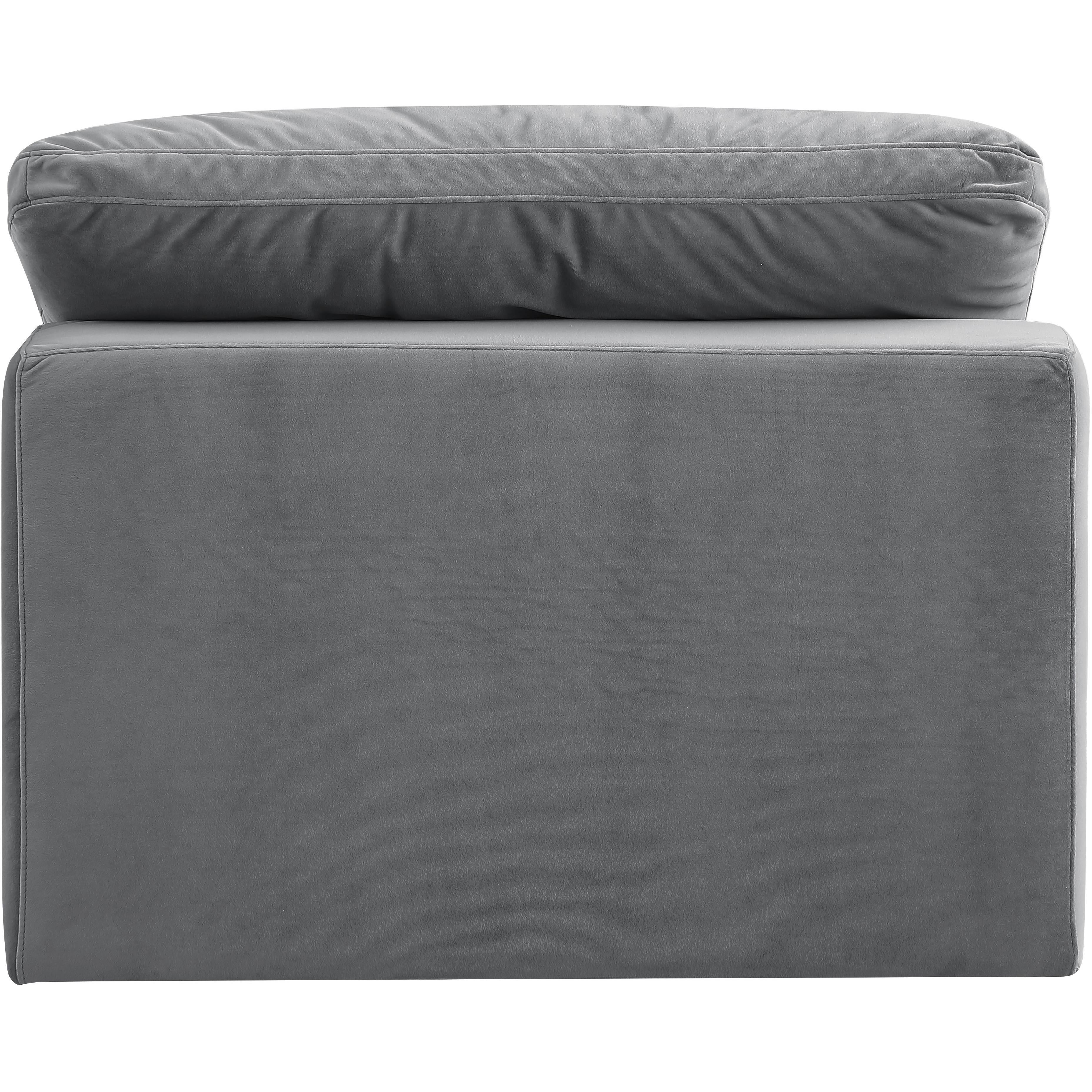 Meridian Comfy Grey Velvet Modular Armless Chair