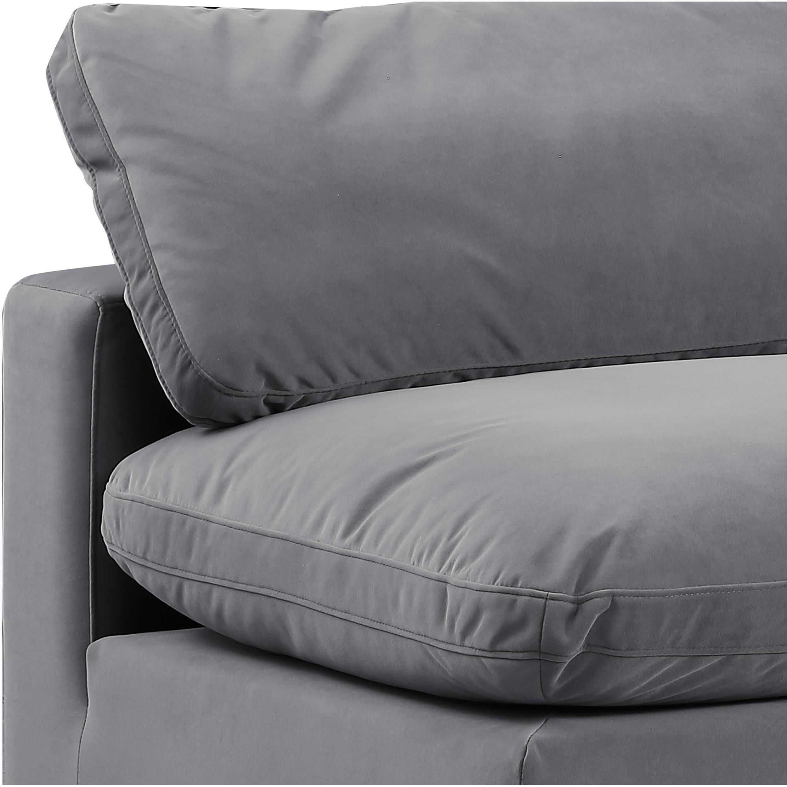 Meridian Comfy Grey Velvet Modular Armless Chair
