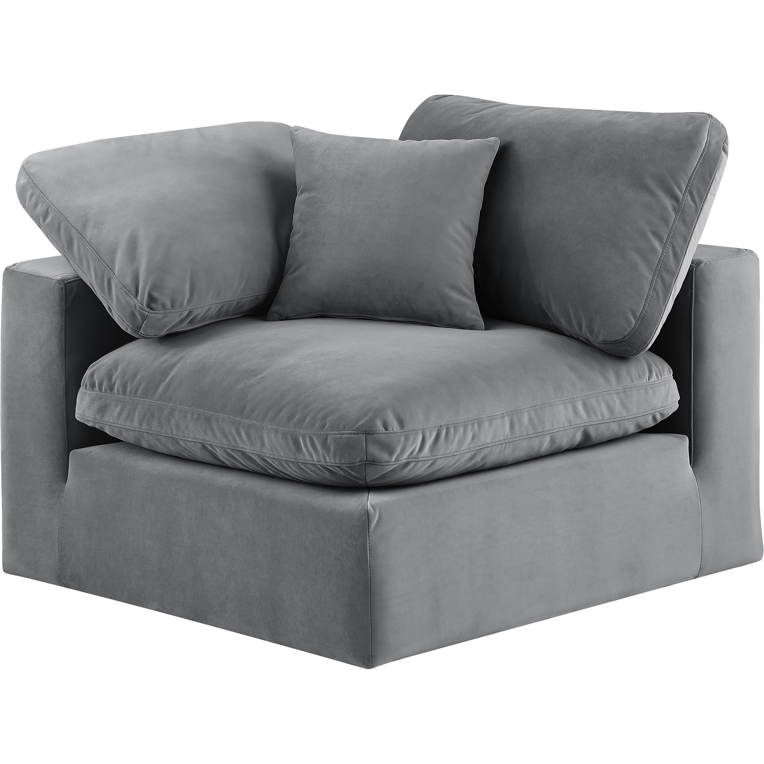 Meridian Comfy Grey Velvet Modular Corner Chair