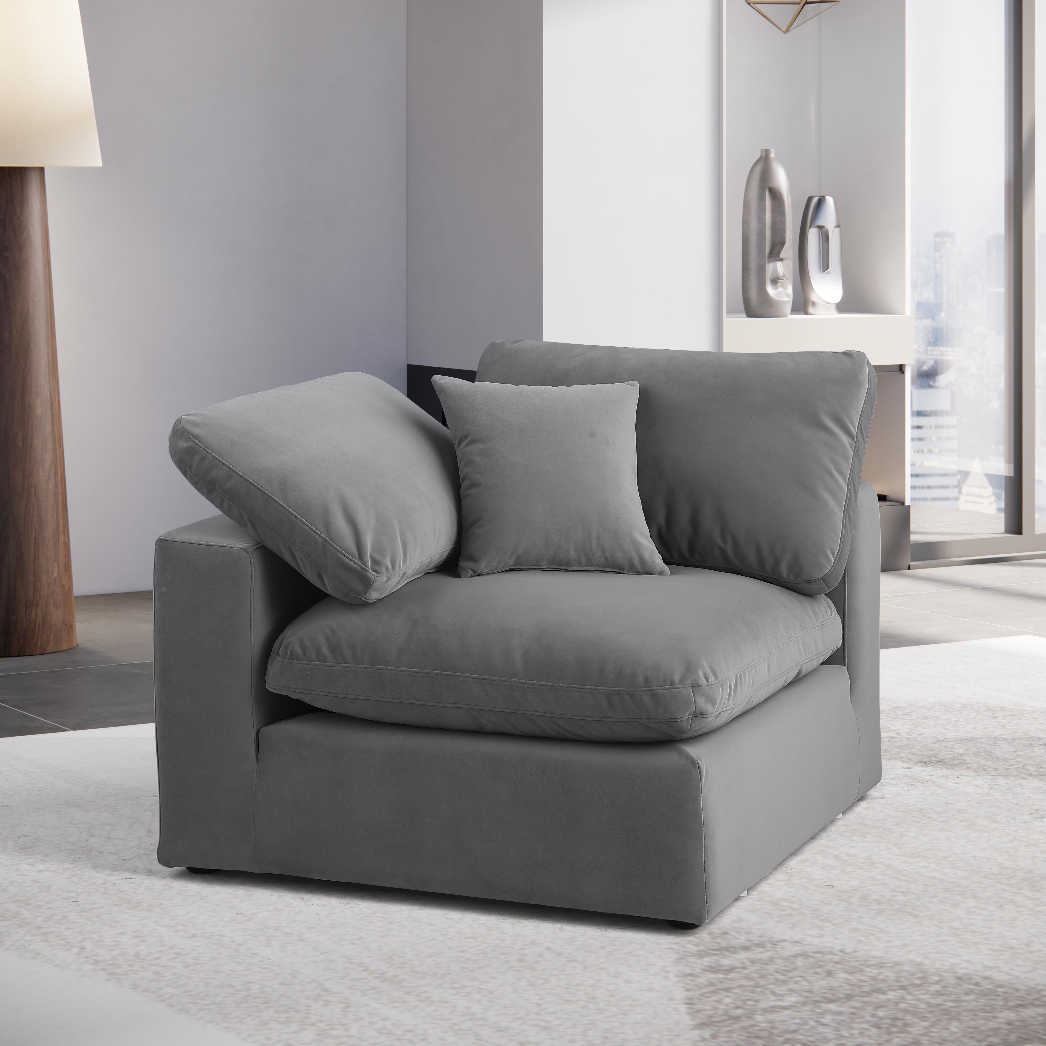 Meridian Comfy Grey Velvet Modular Corner Chair