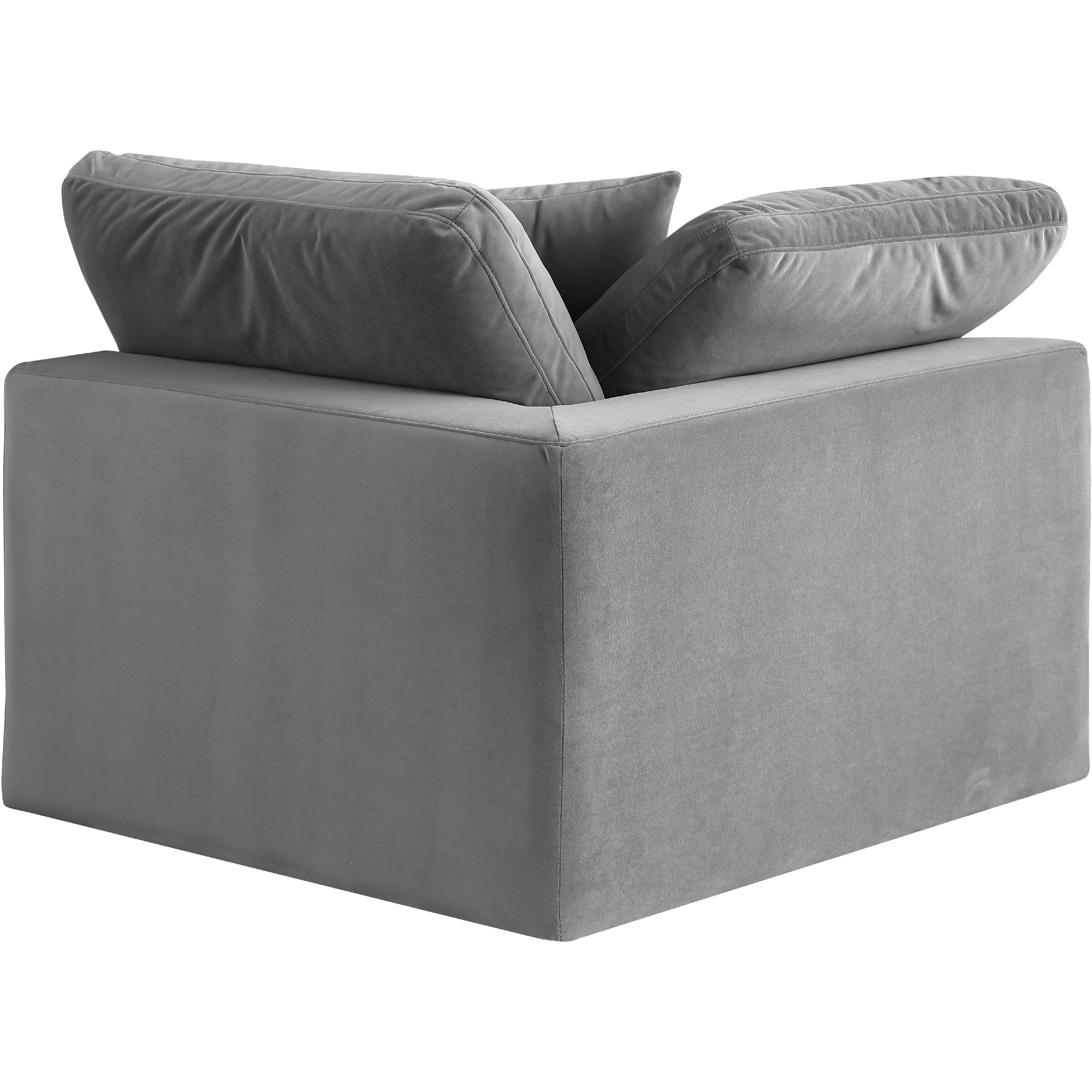 Meridian Comfy Grey Velvet Modular Corner Chair