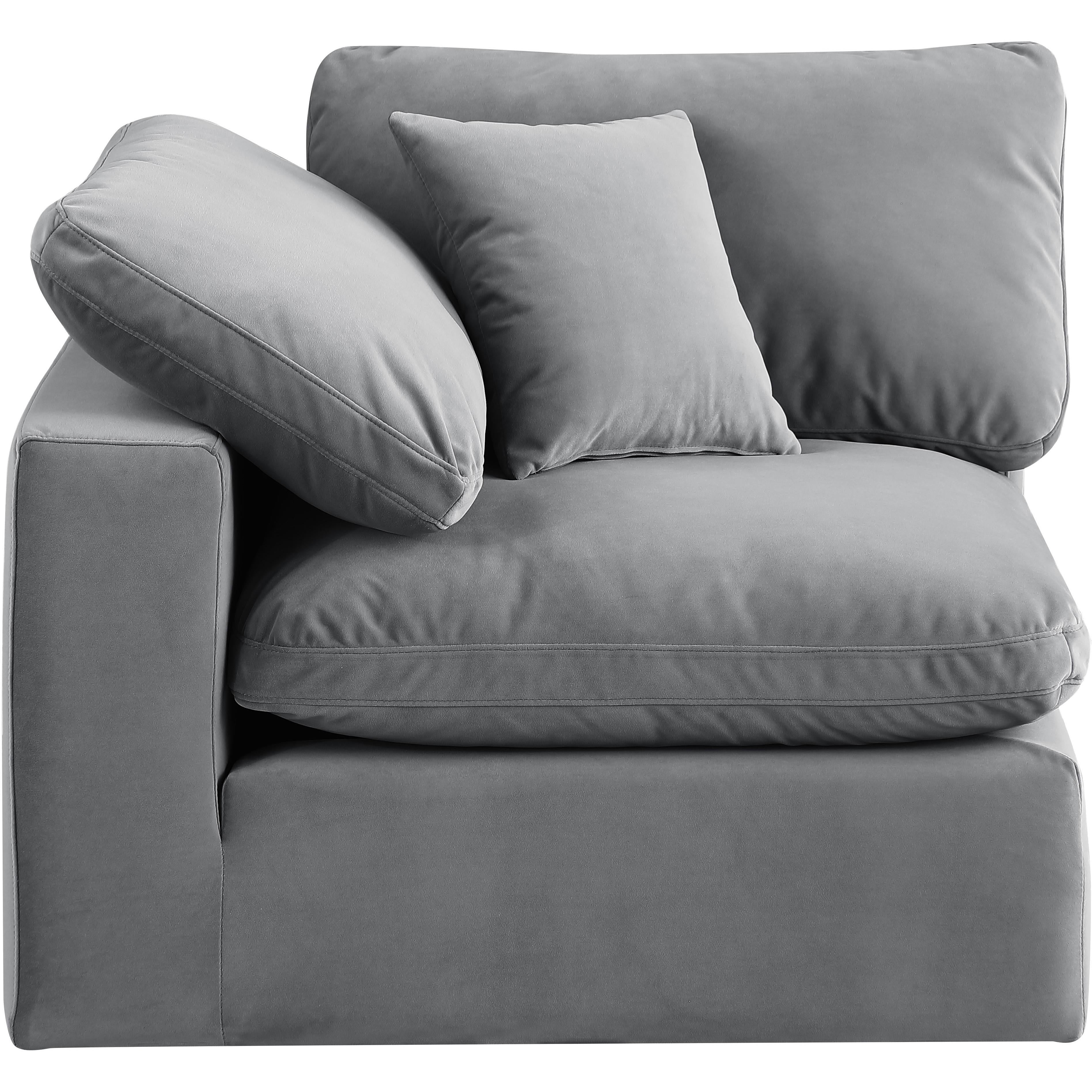 Meridian Comfy Grey Velvet Modular Corner Chair