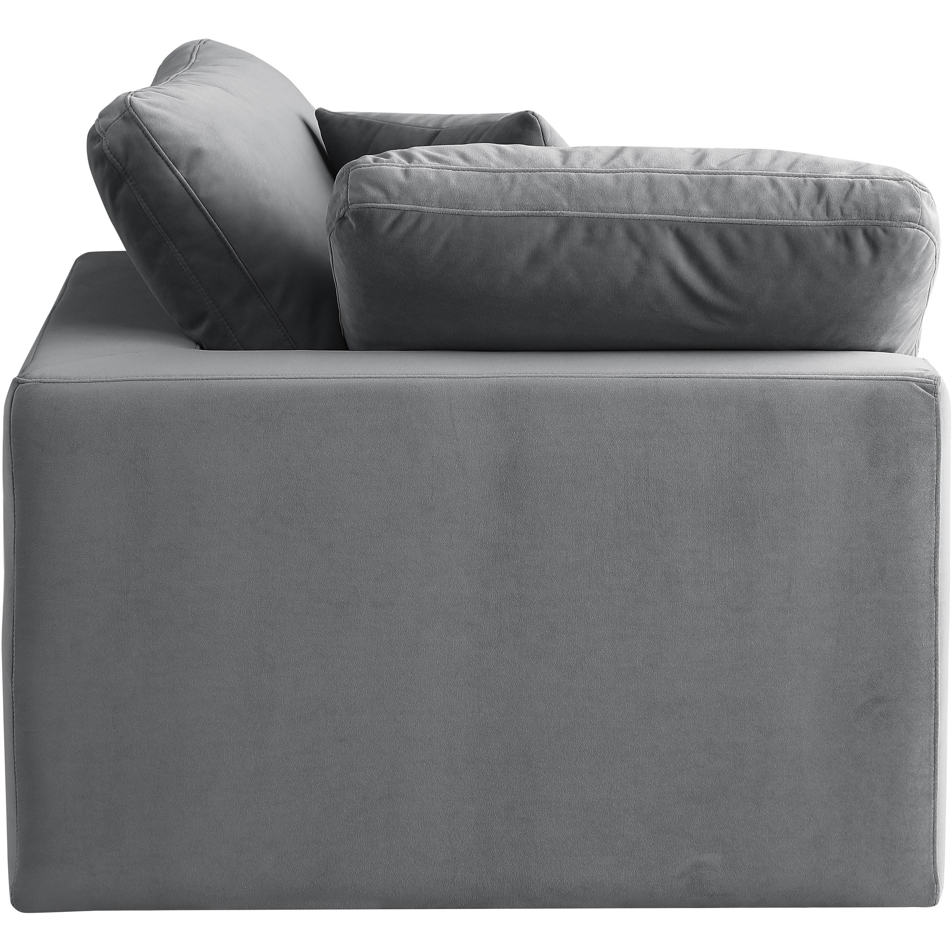 Meridian Comfy Grey Velvet Modular Corner Chair