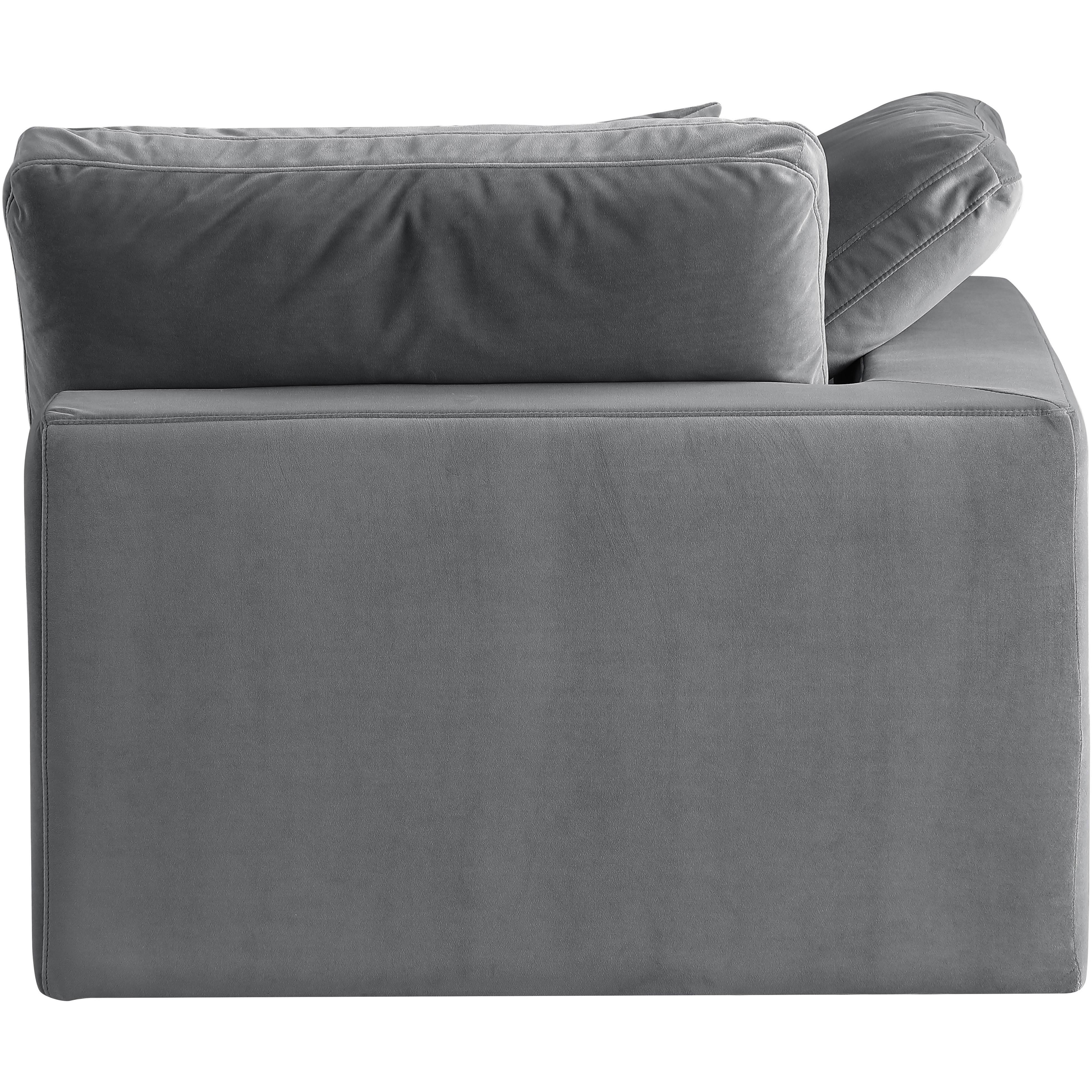 Meridian Comfy Grey Velvet Modular Corner Chair