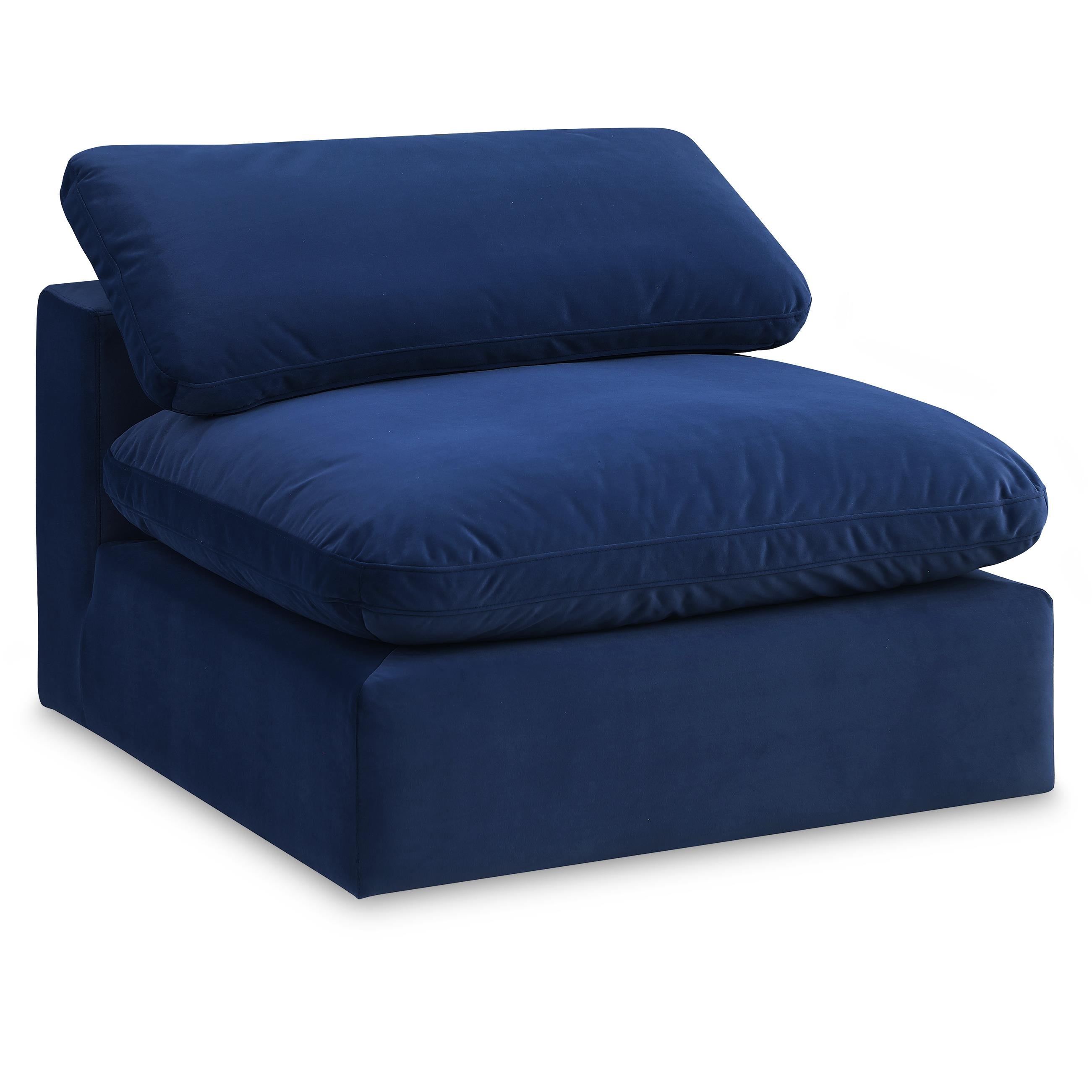Meridian Comfy Navy Velvet Modular Armless Chair
