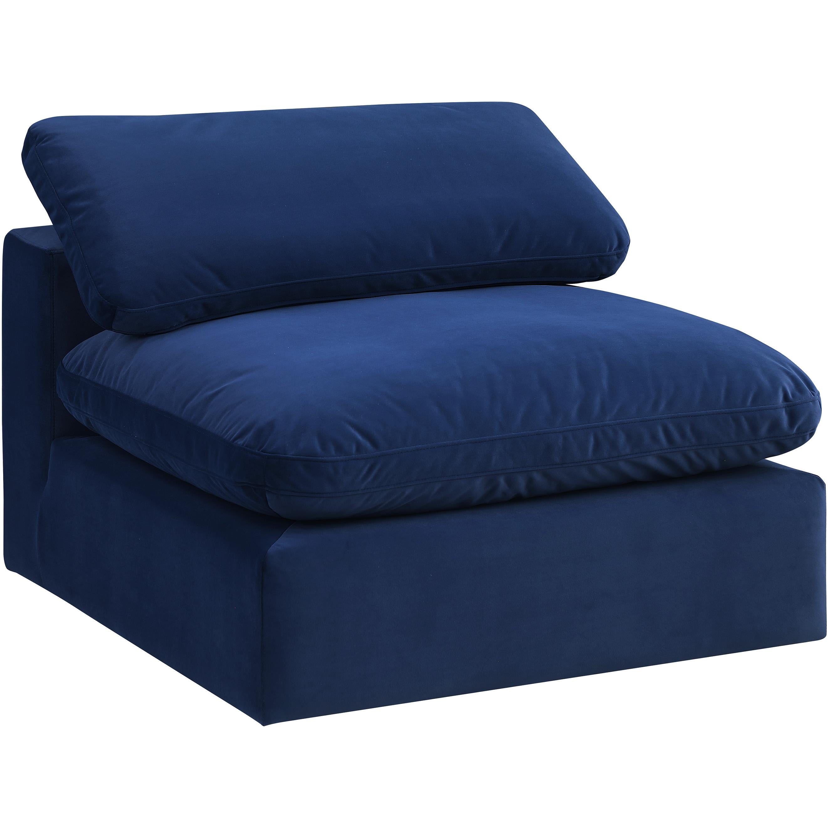 Meridian Comfy Navy Velvet Modular Armless Chair