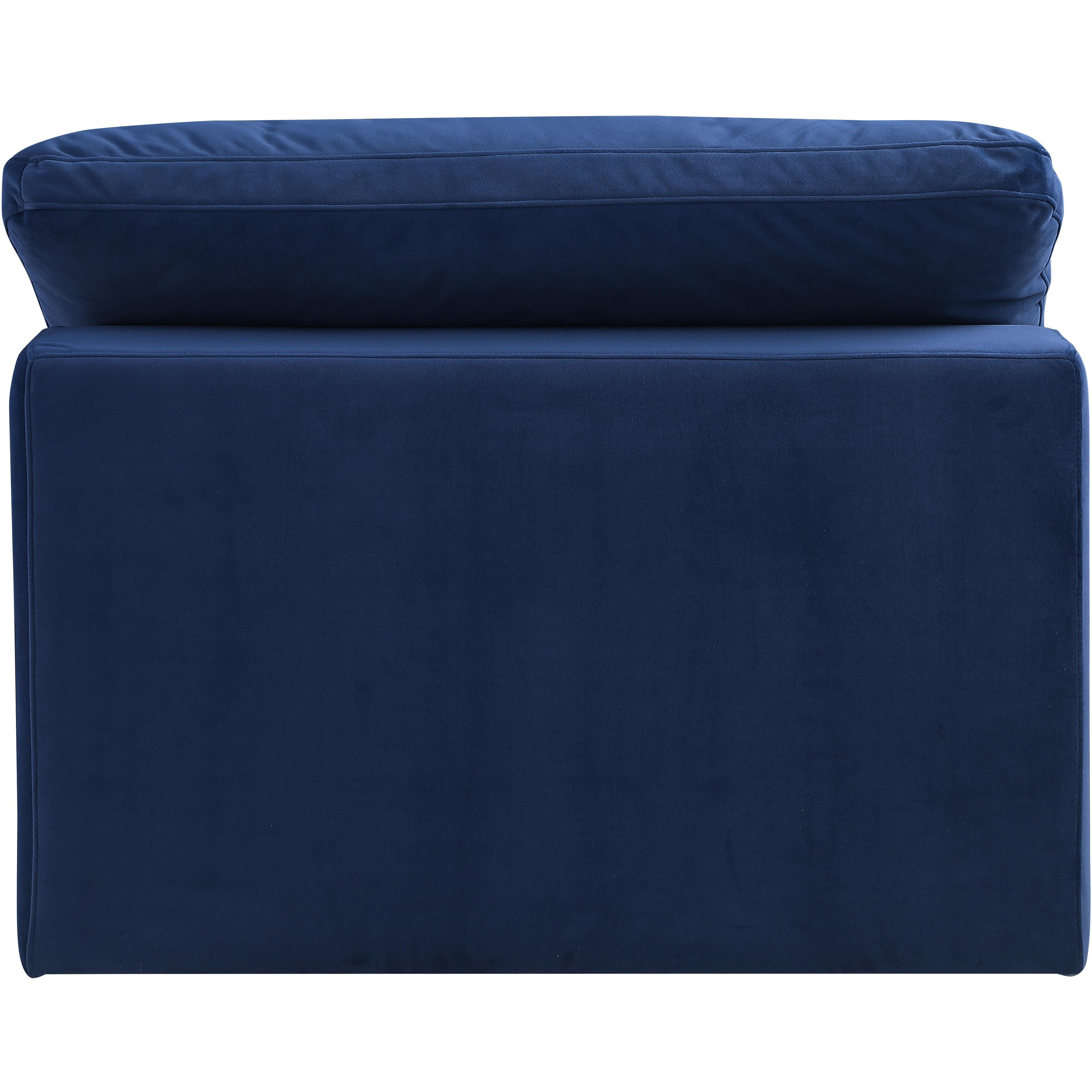 Meridian Comfy Navy Velvet Modular Armless Chair