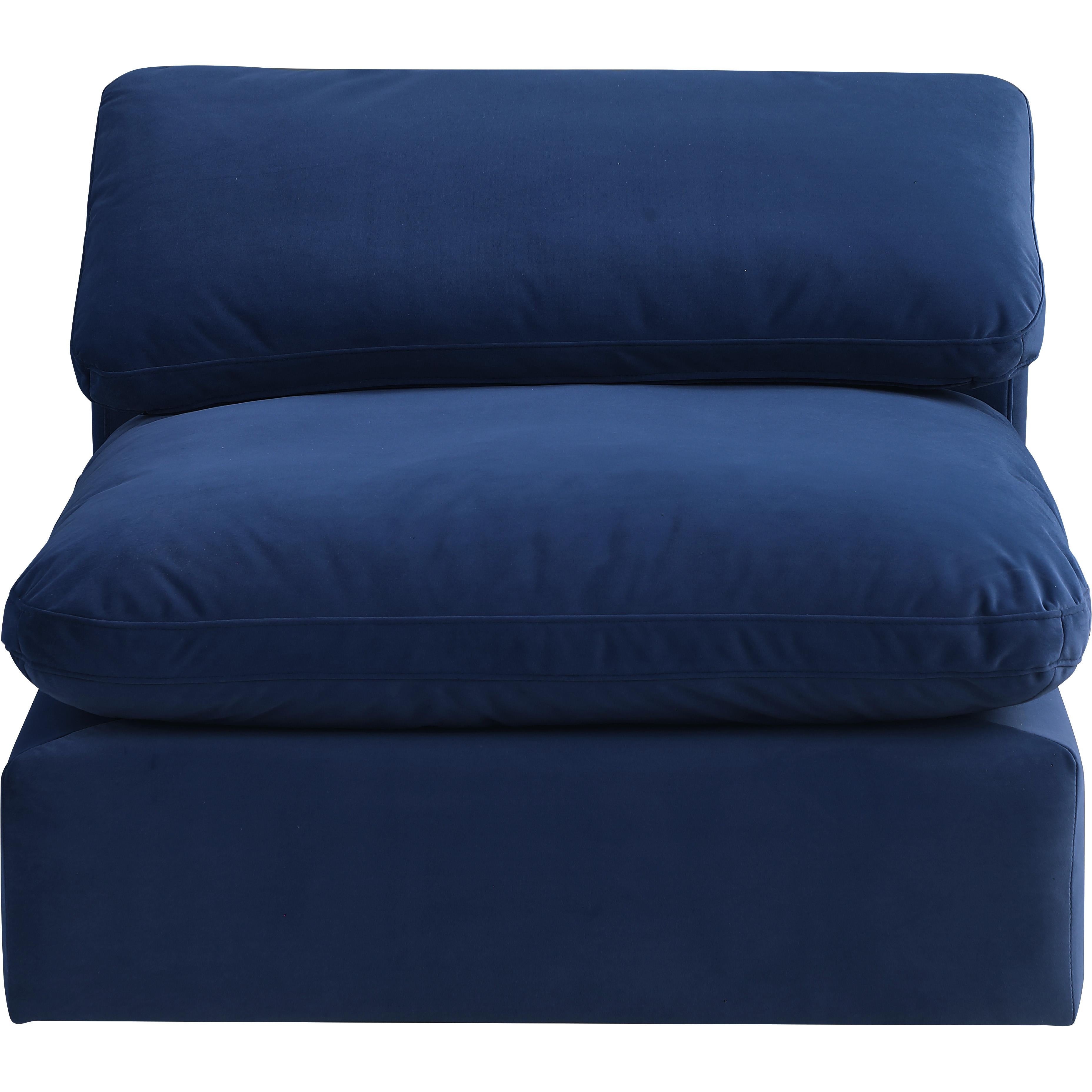 Meridian Comfy Navy Velvet Modular Armless Chair