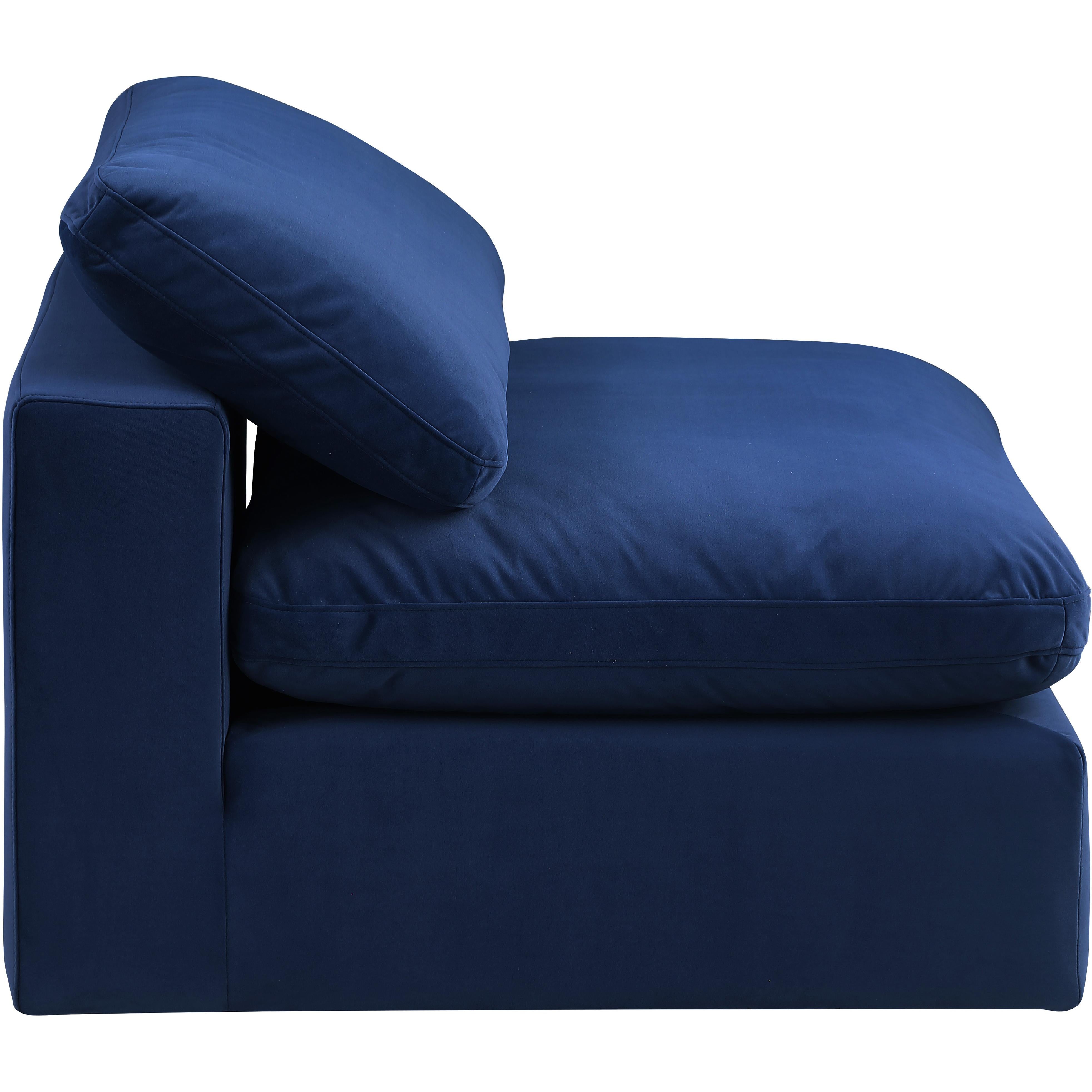 Meridian Comfy Navy Velvet Modular Armless Chair