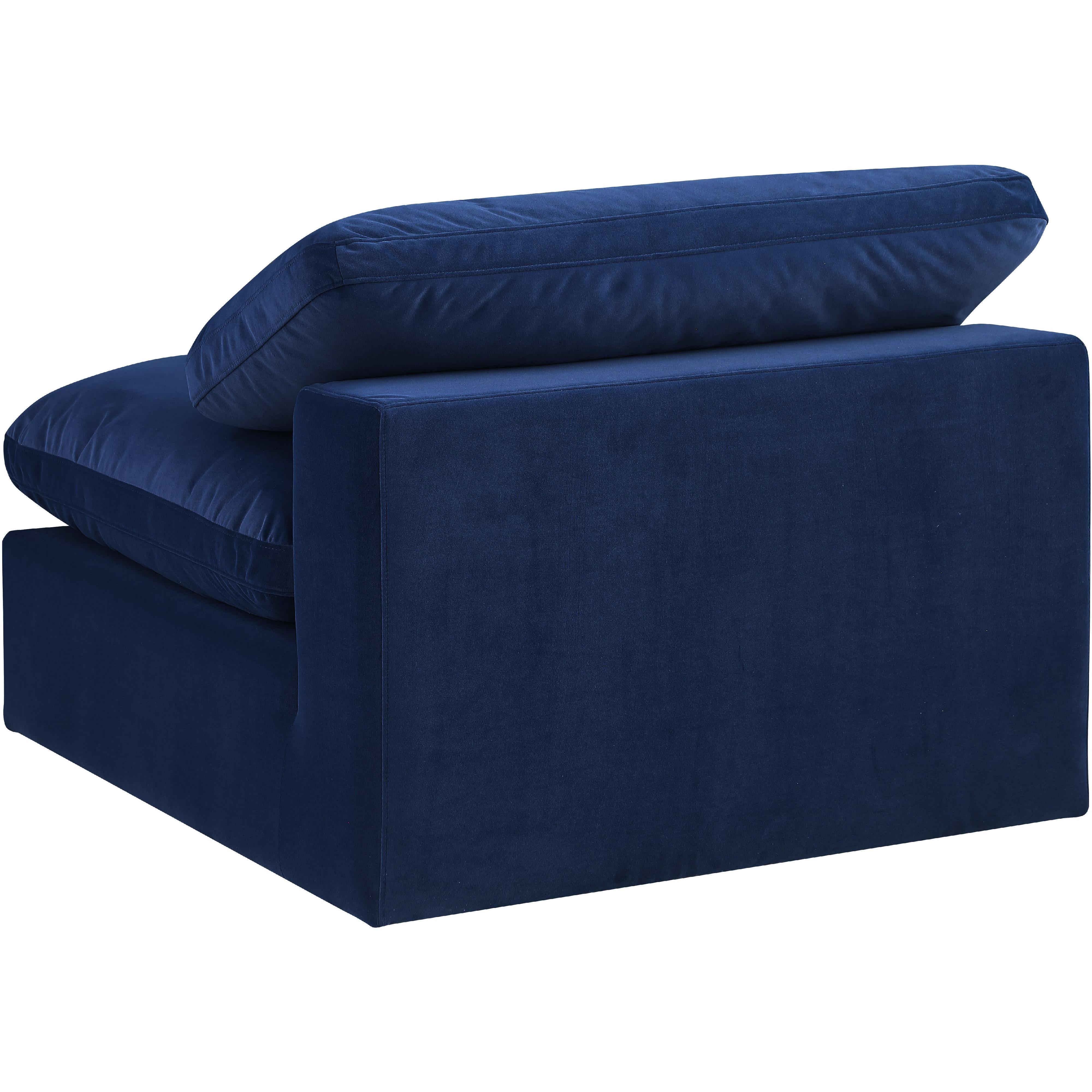 Meridian Comfy Navy Velvet Modular Armless Chair