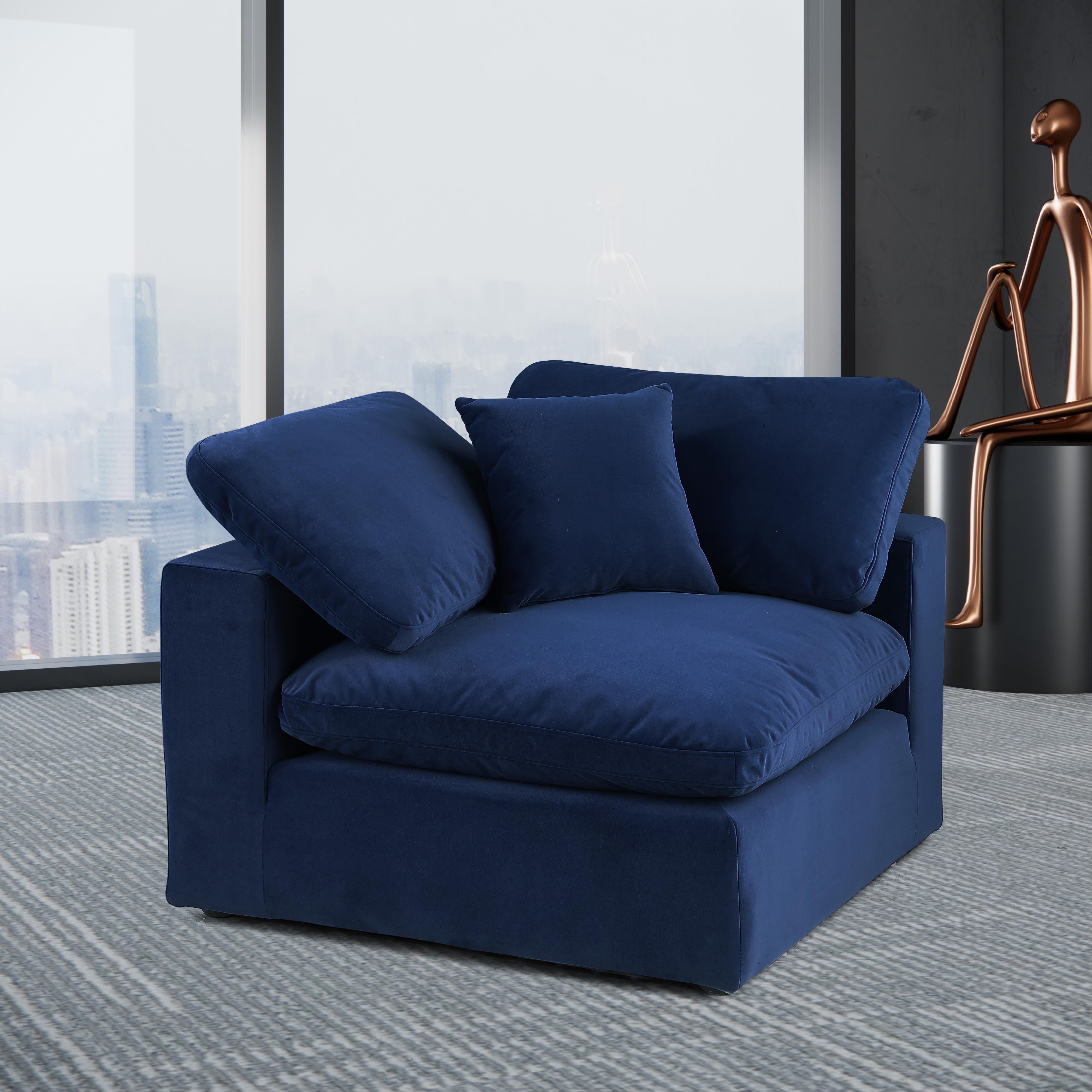 Meridian Comfy Navy Velvet Modular Corner Chair