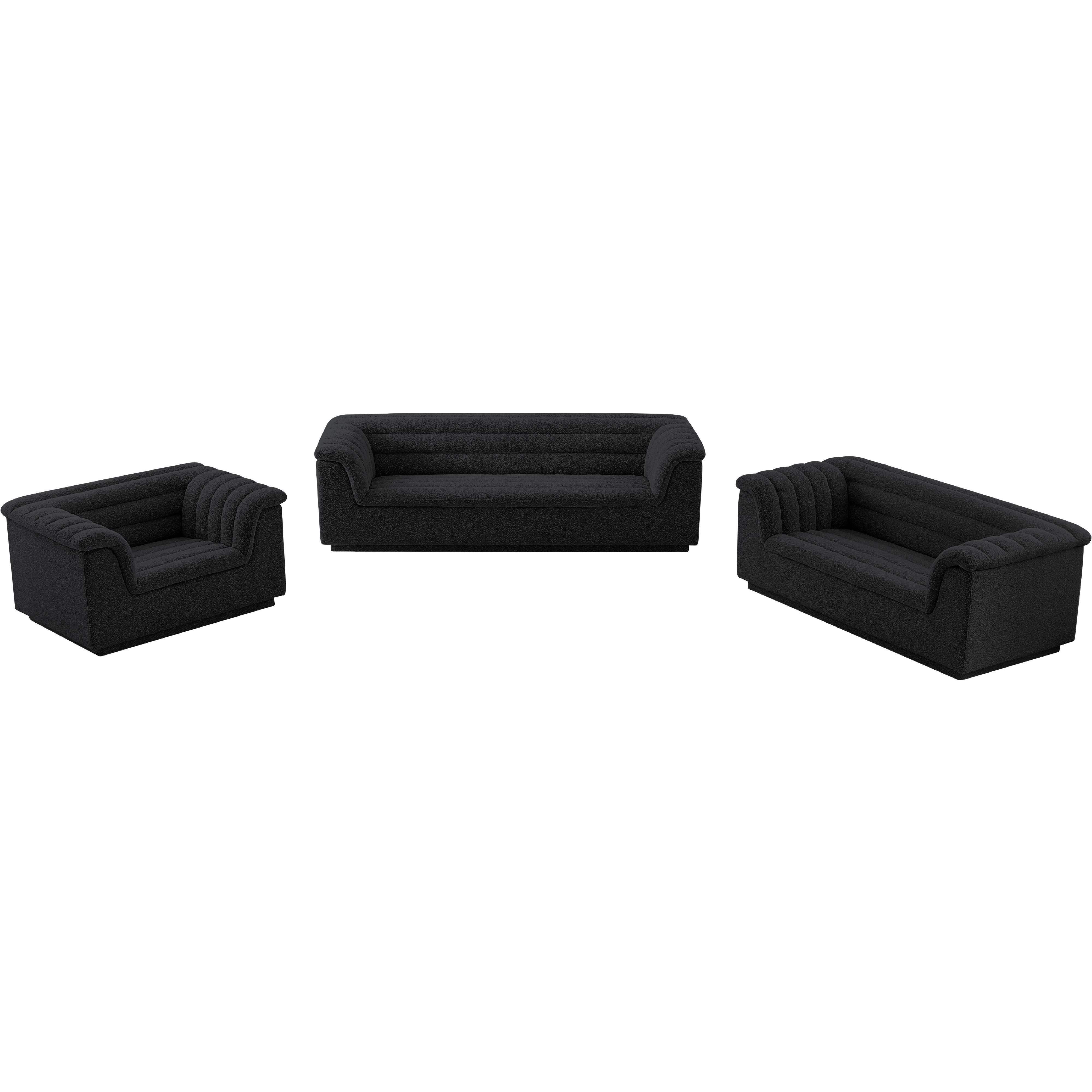 Meridian Cascade Black Boucle Fabric Chair