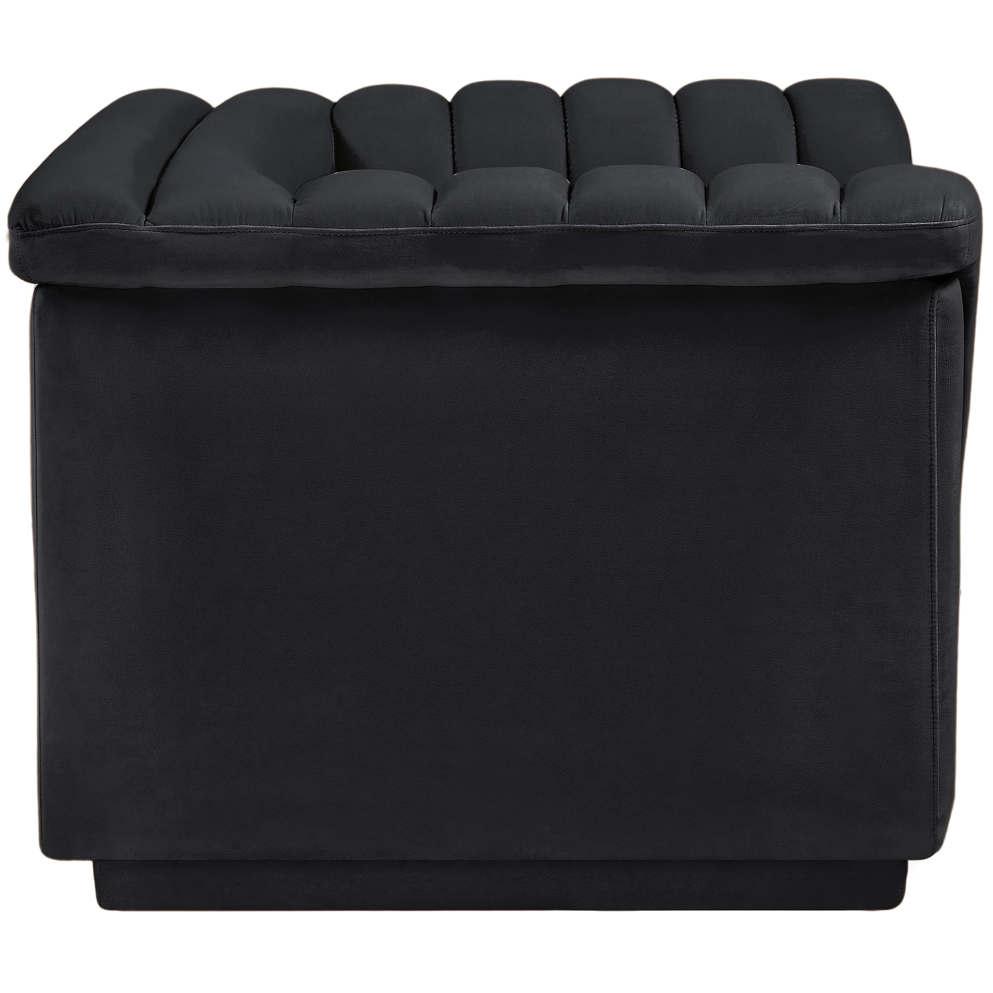 Meridian Cascade Black Velvet Fabric Chair