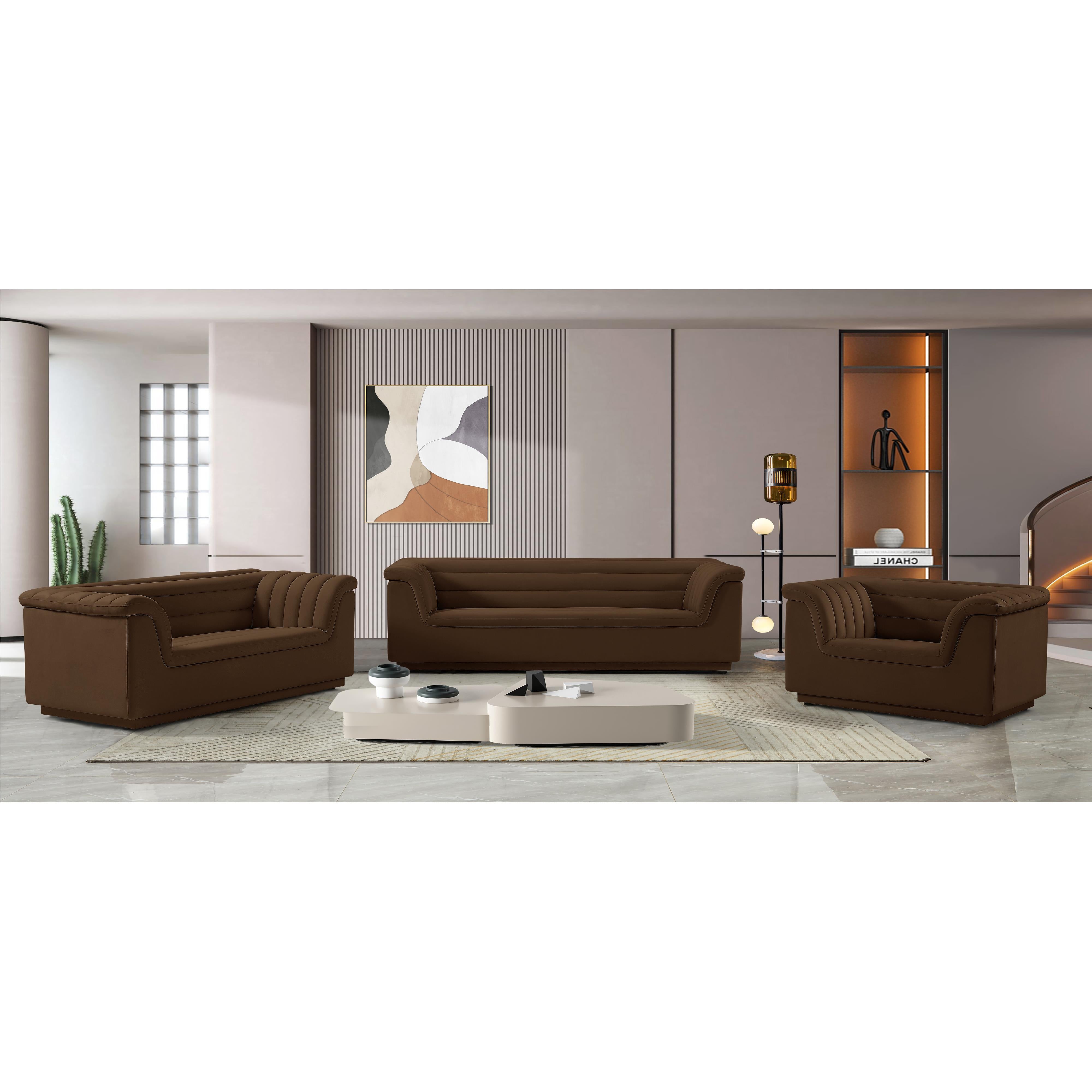 Meridian Cascade Brown Velvet Fabric Chair