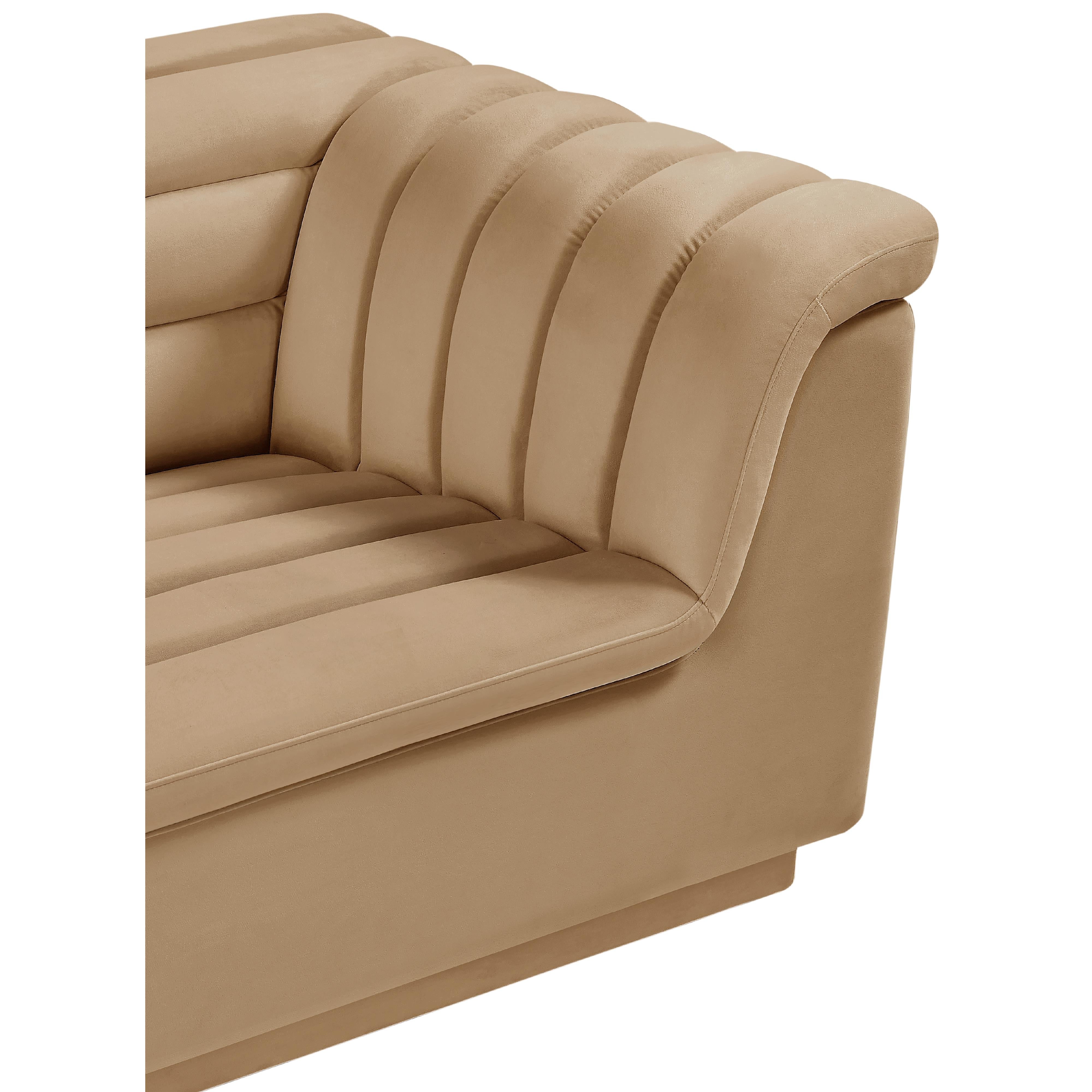 Meridian Cascade Camel Velvet Fabric Chair