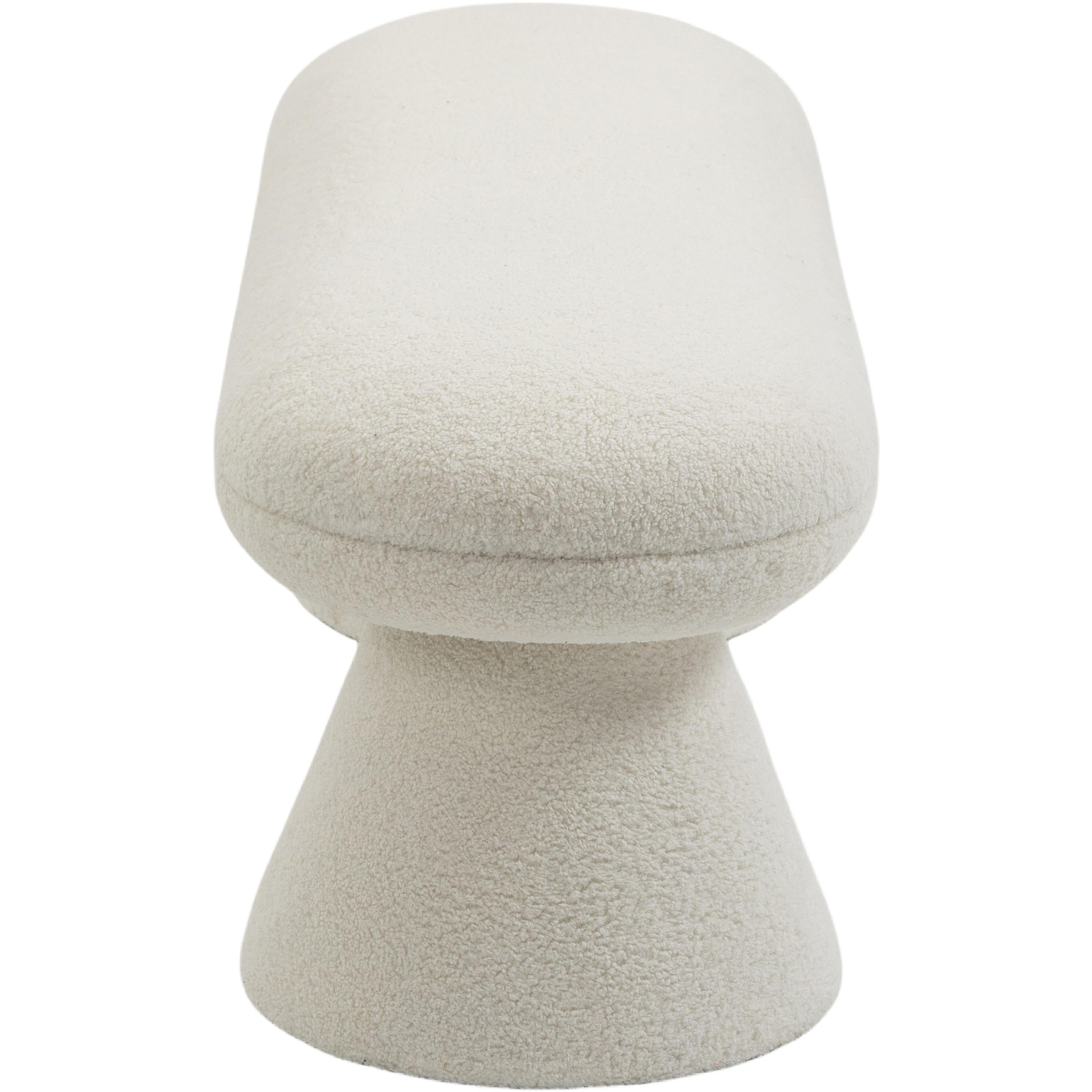 Meridian Drum Beige Faux Shearling Teddy Fabric Bench