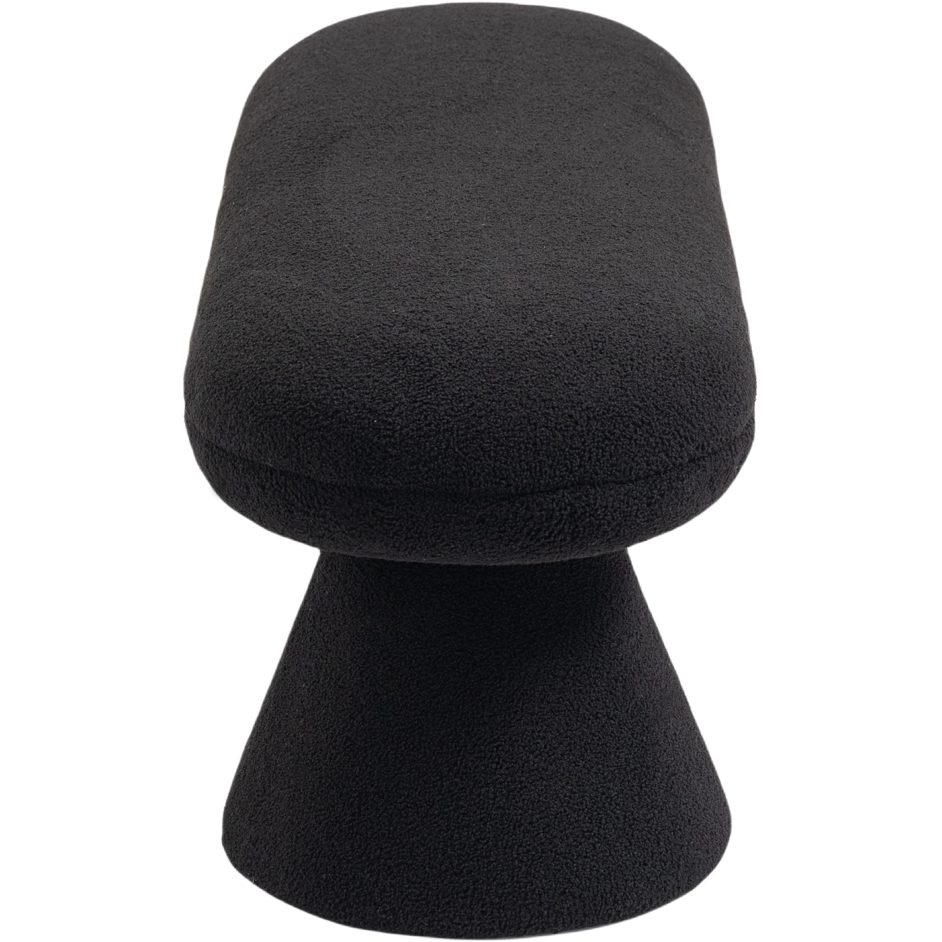 Meridian Drum Black Faux Shearling Teddy Fabric Bench