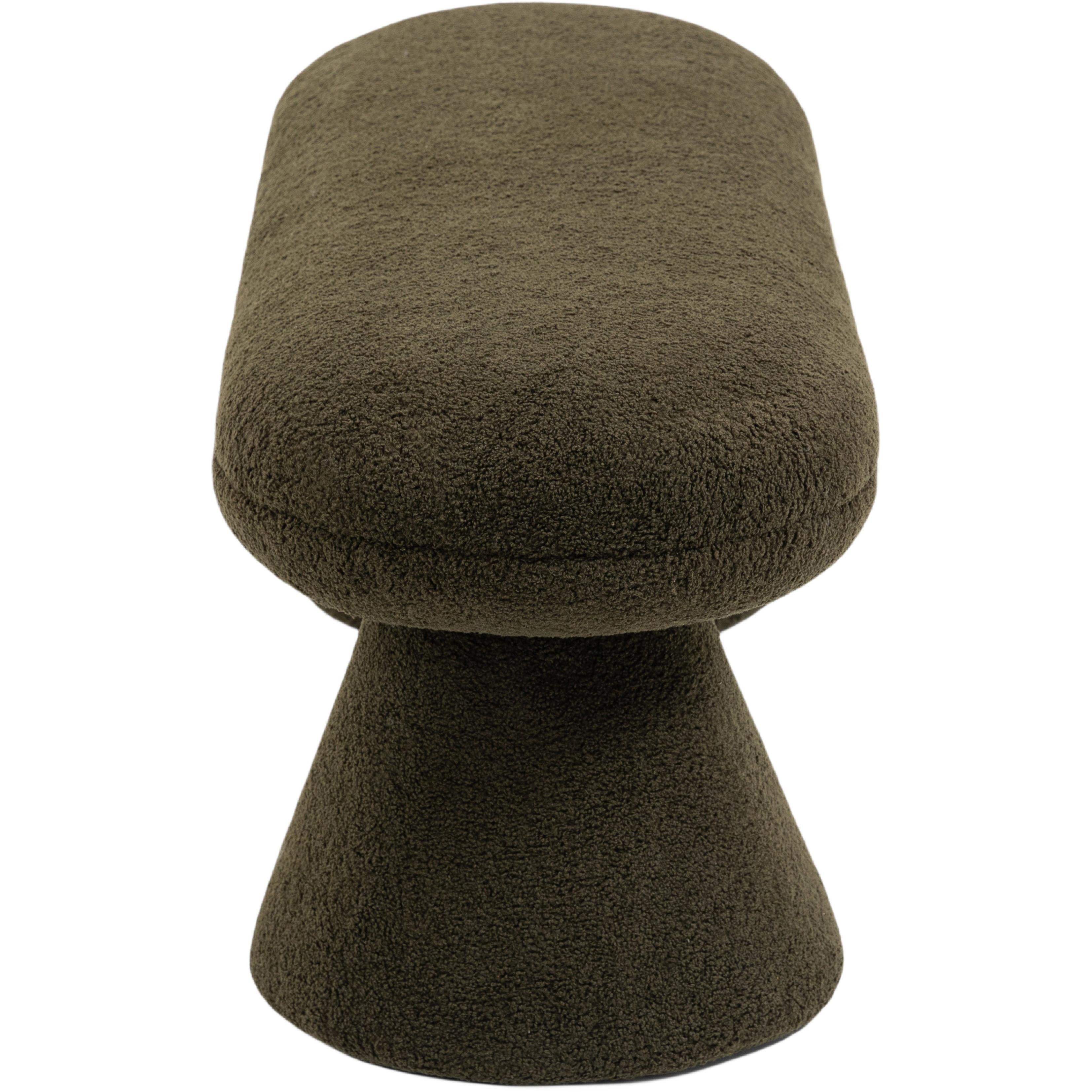 Meridian Drum Green Faux Shearling Teddy Fabric Bench