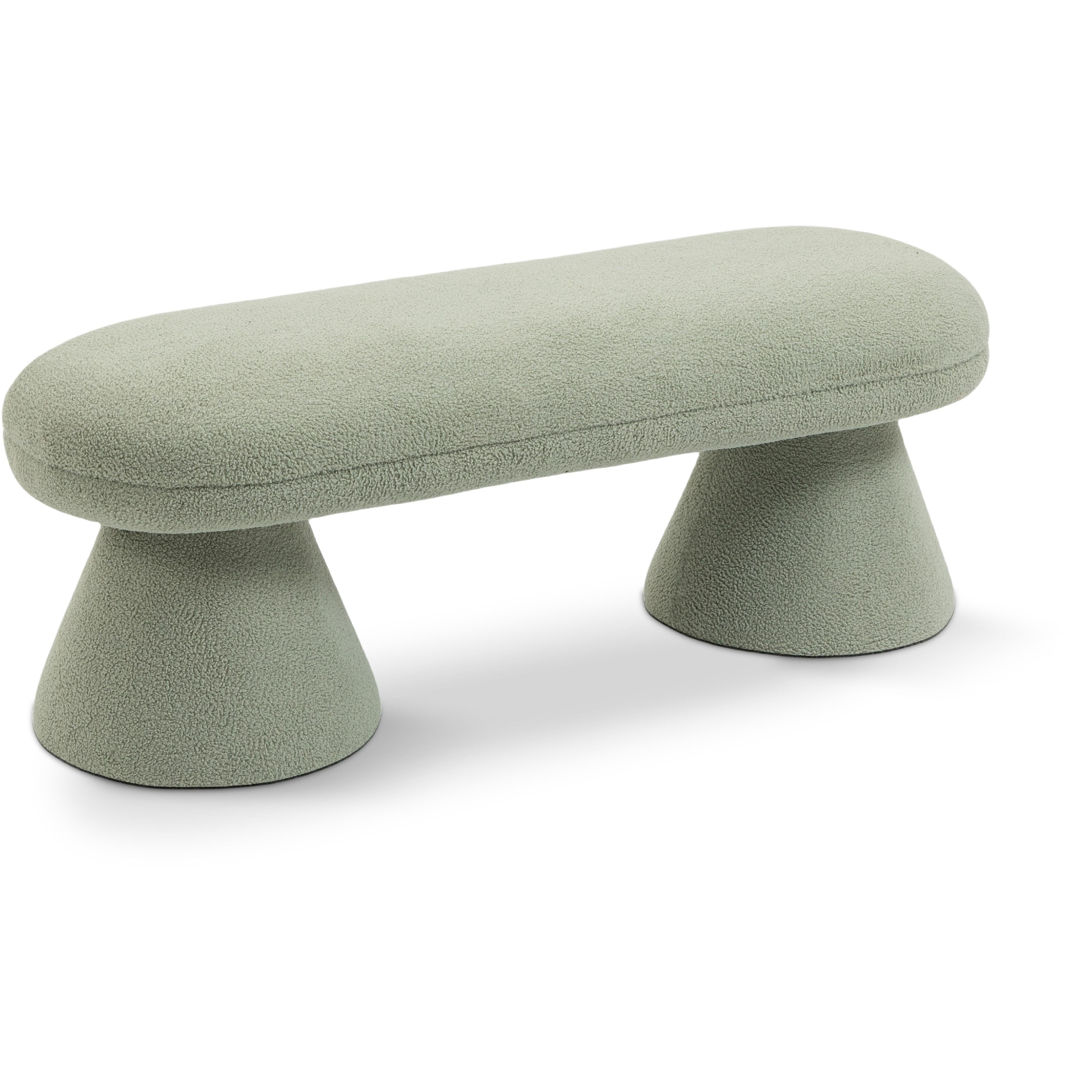 Meridian Drum Mint Faux Shearling Teddy Fabric Bench