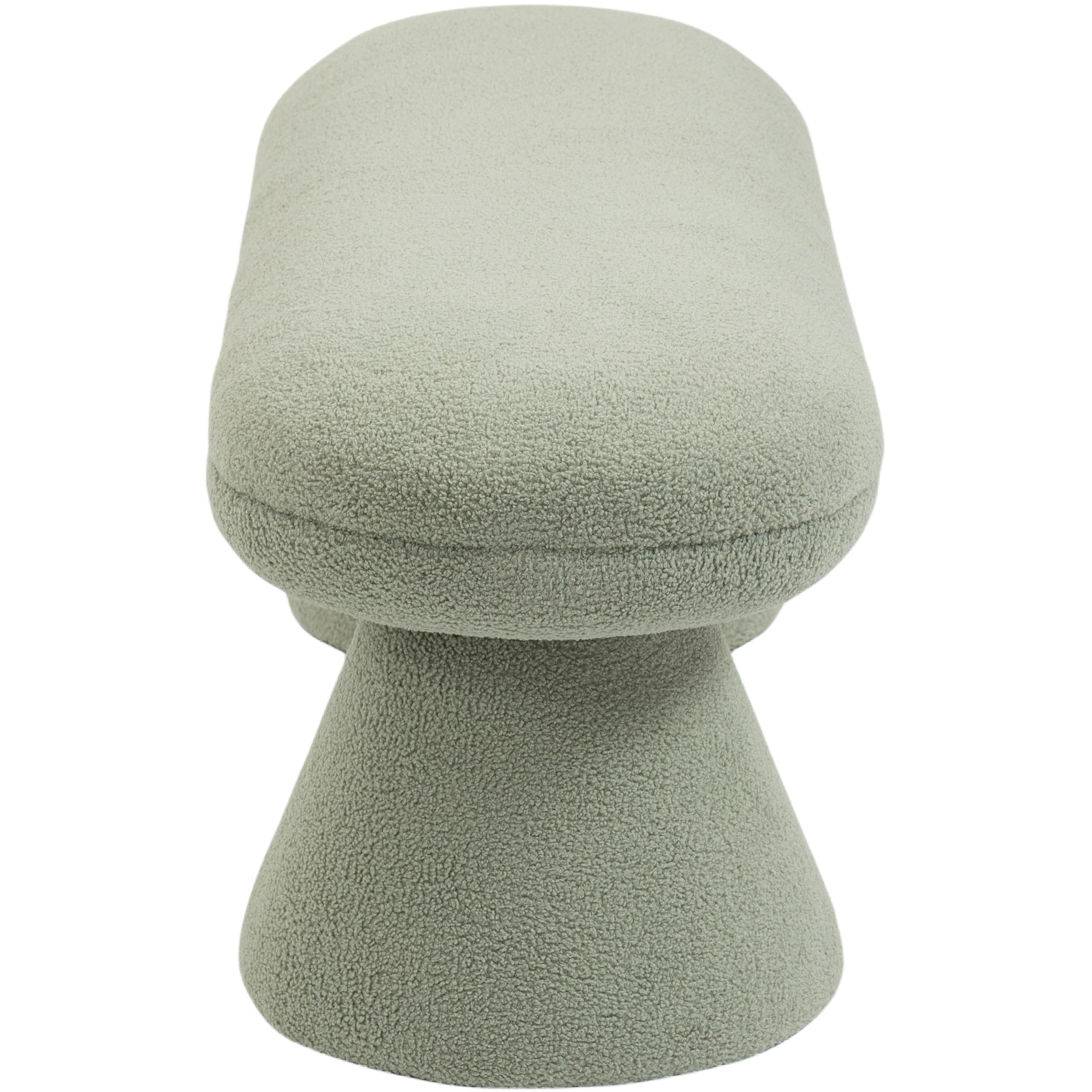 Meridian Drum Mint Faux Shearling Teddy Fabric Bench